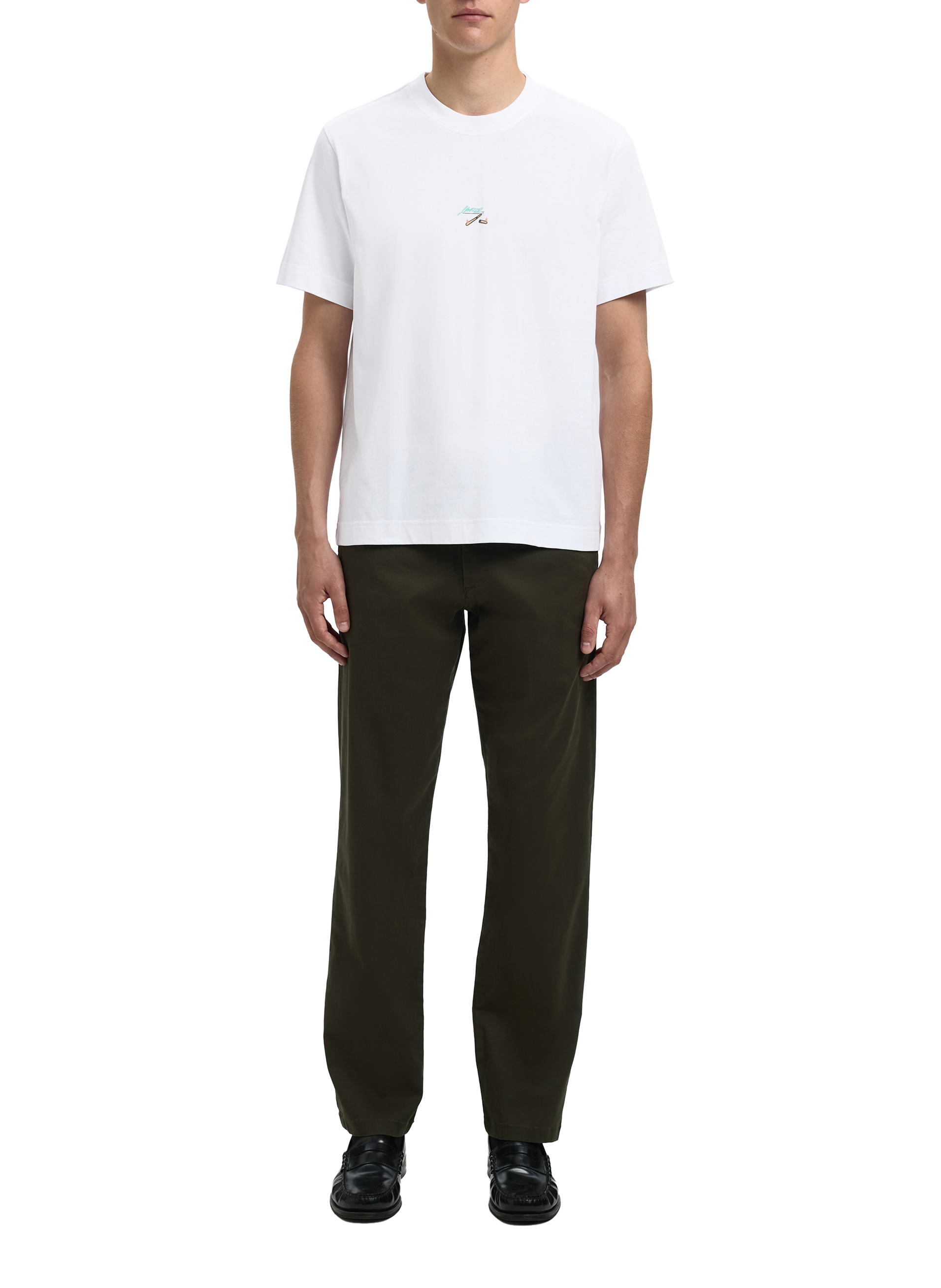 T-shirt droit imprimé en coton biologique SELECTED Blanc