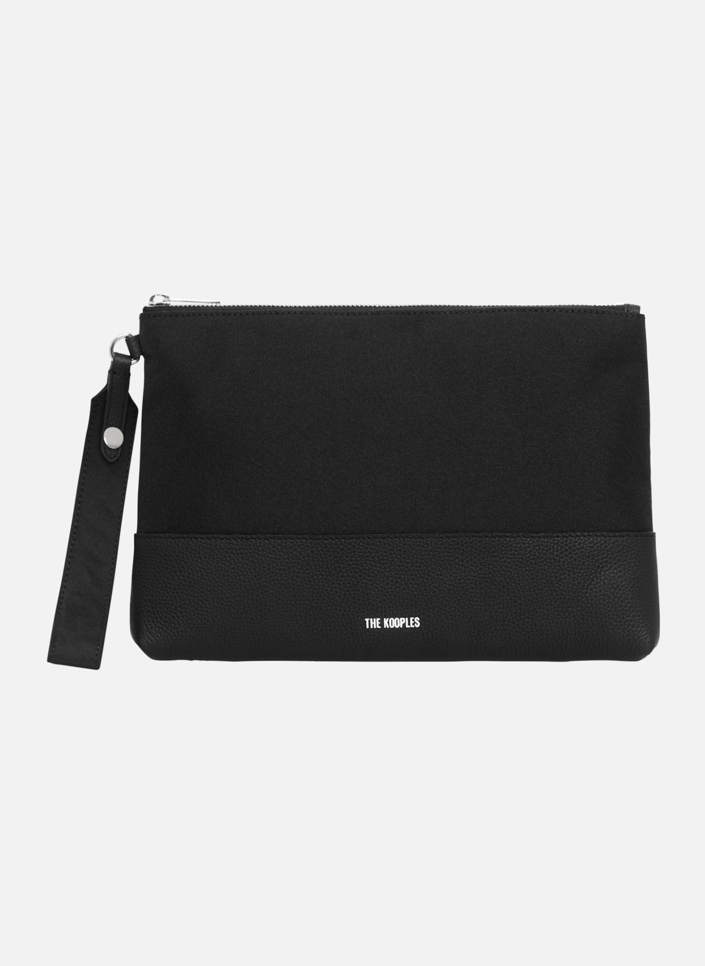 Pochette de voyage en canvas et cuir grainé Noir The kooples