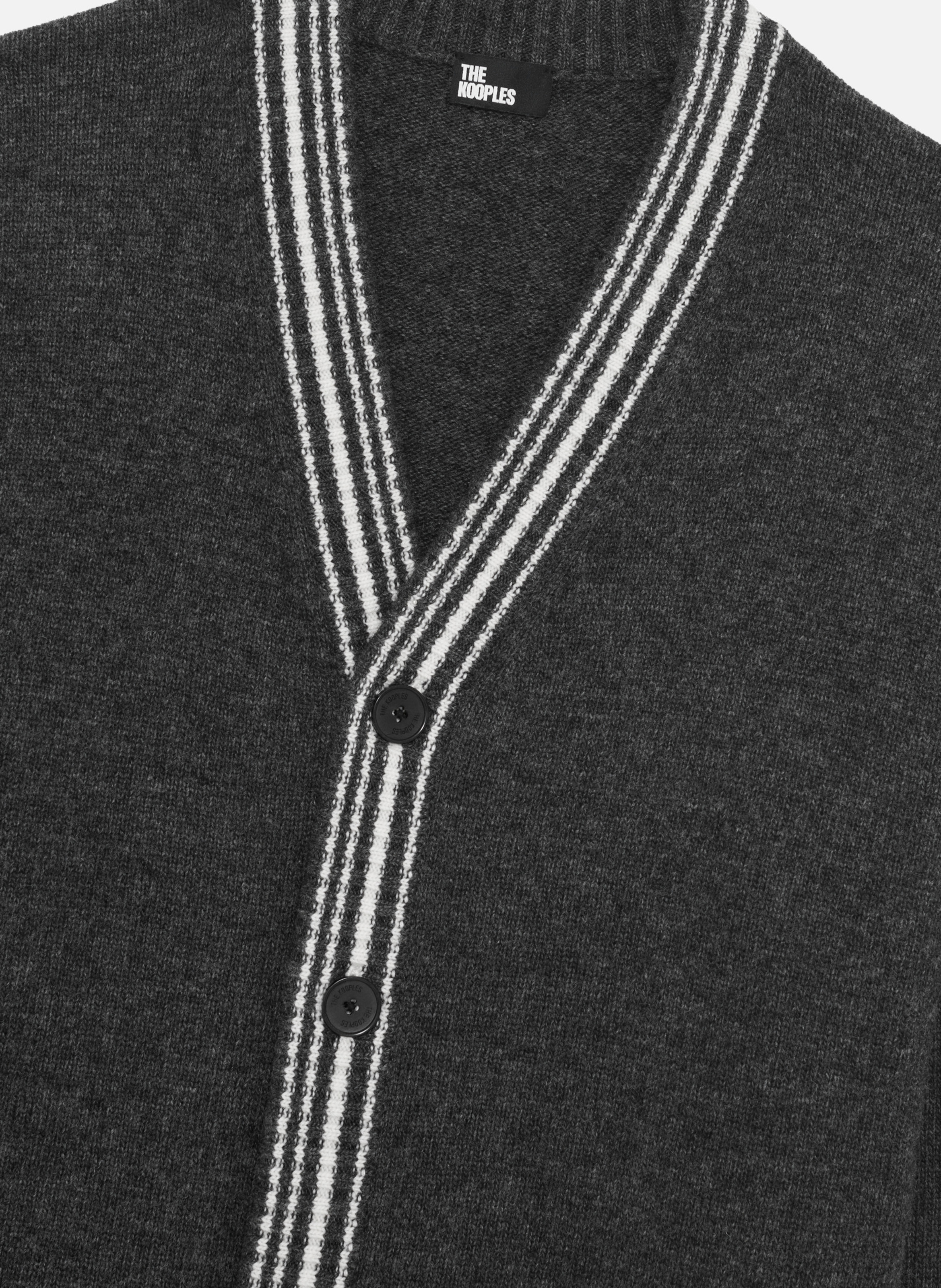 Cardigan en laine à rayures contrastées THE KOOPLES Gris