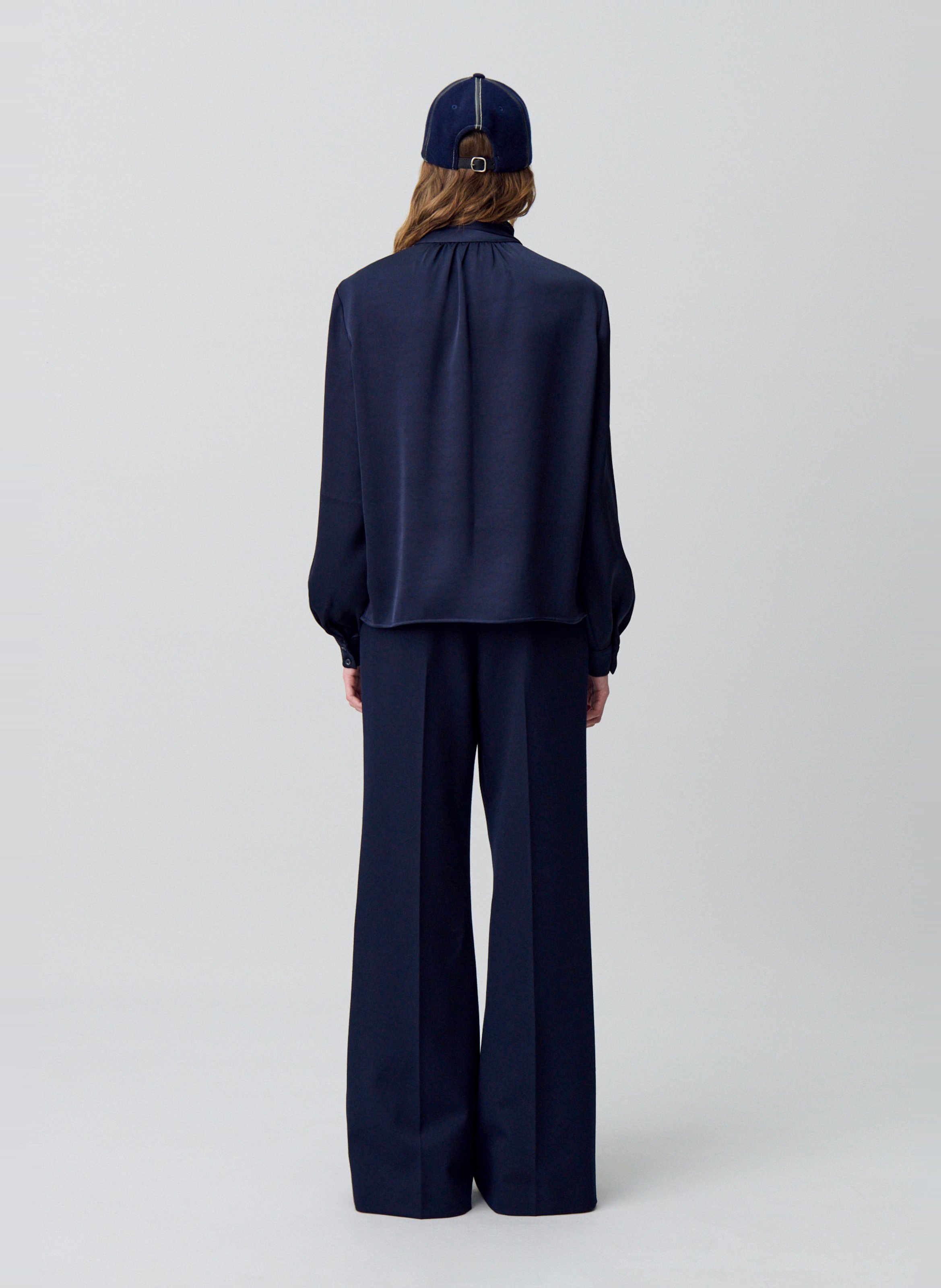 Blouse col lavallière en satin bemybaby CLAUDIE PIERLOT Bleu