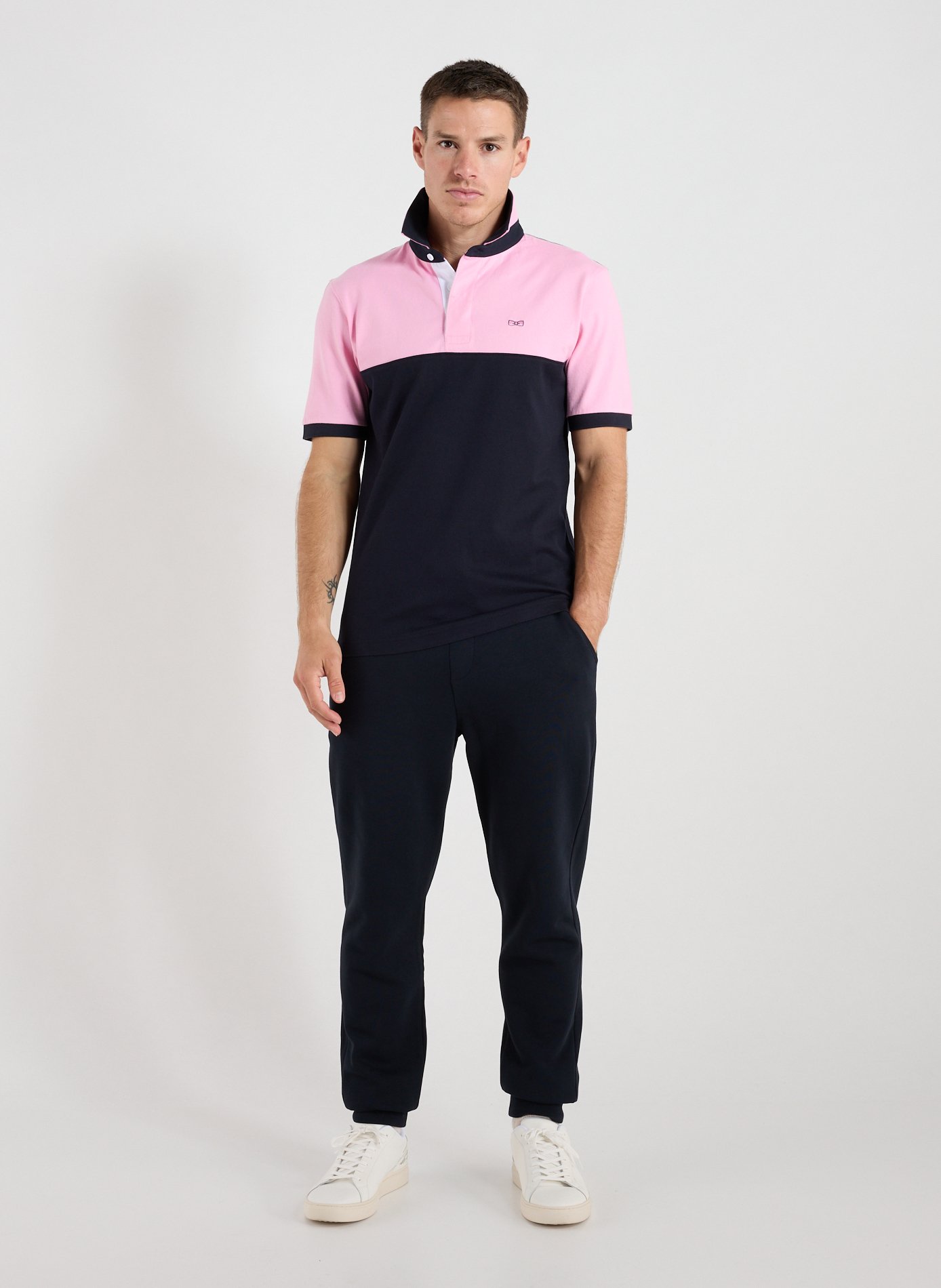 Short-sleeved embroidered cotton polo EDEN PARK Blue