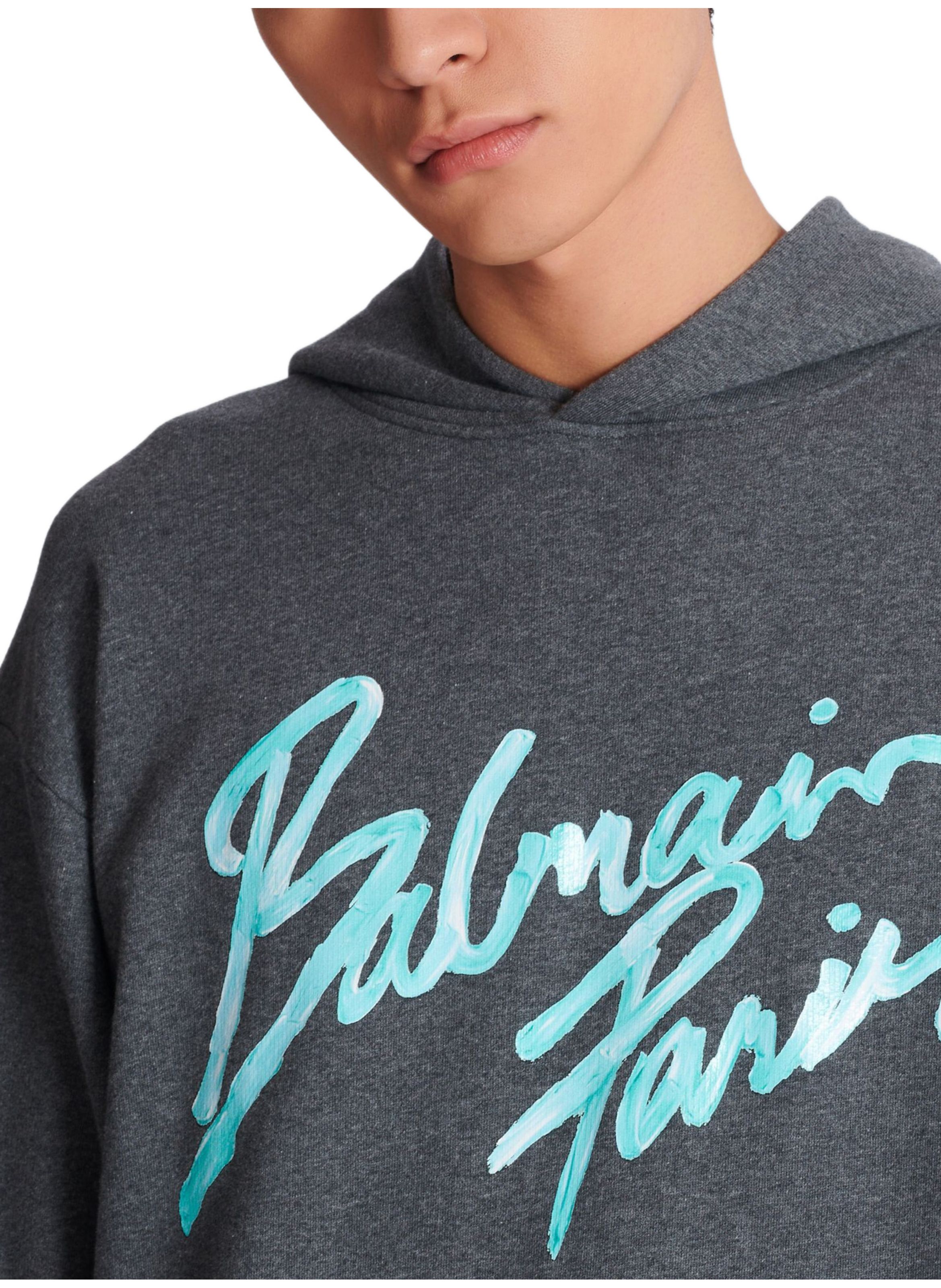 Hoodie avec imprimé BALMAIN Gris