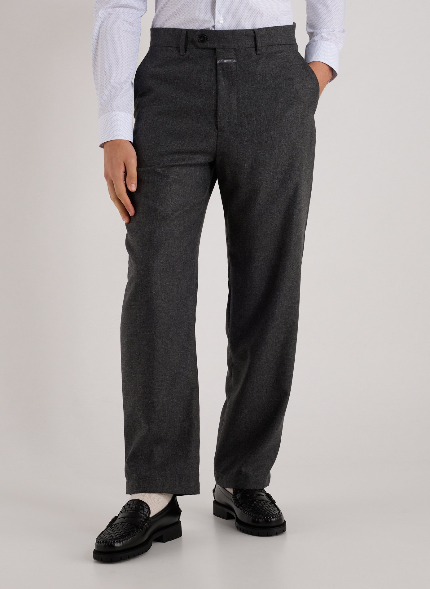 CLOSED Pantalon droit Fairport en laine mélangée Gris