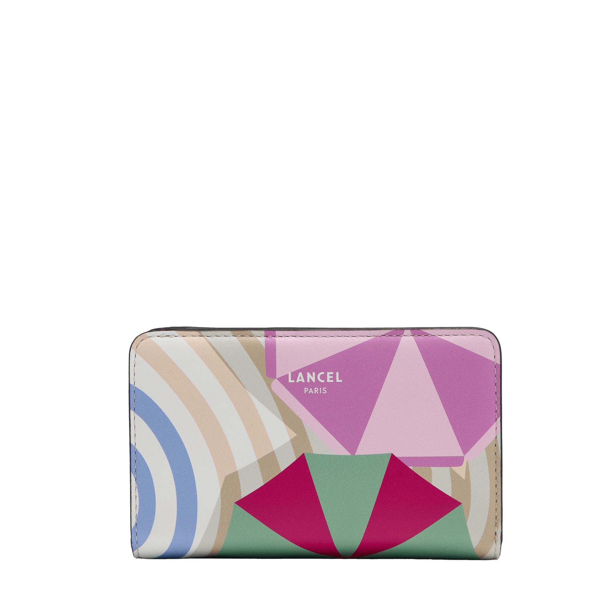 Portefeuille rectangulaire zippé capsule lancel beach en cuir LANCEL Rose