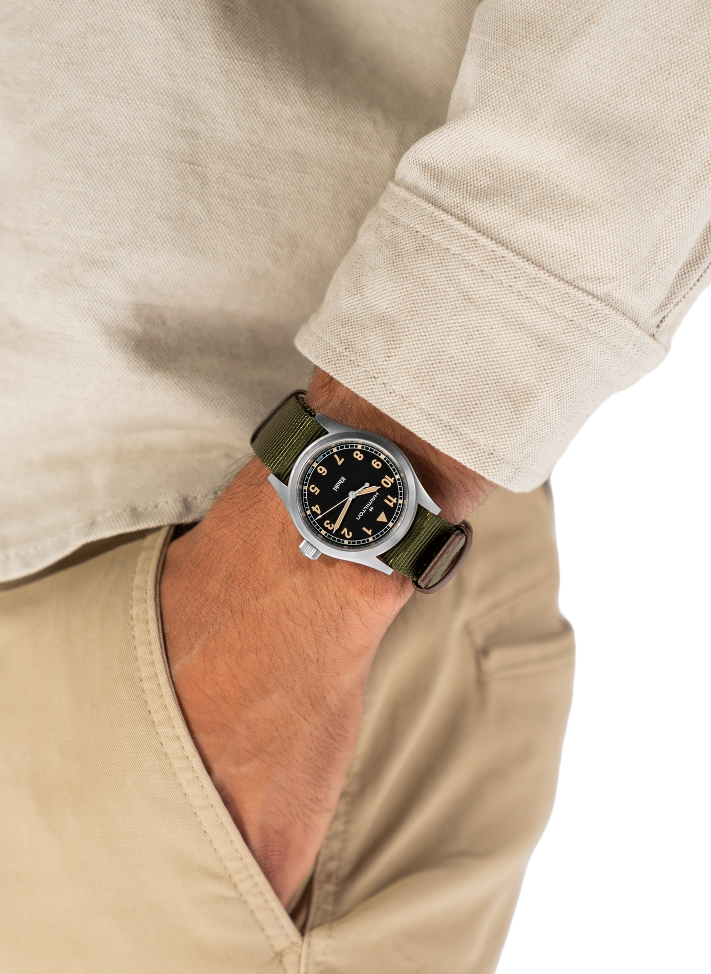 Montre à quartz en acier inoxydable mélangé HAMILTON Noir