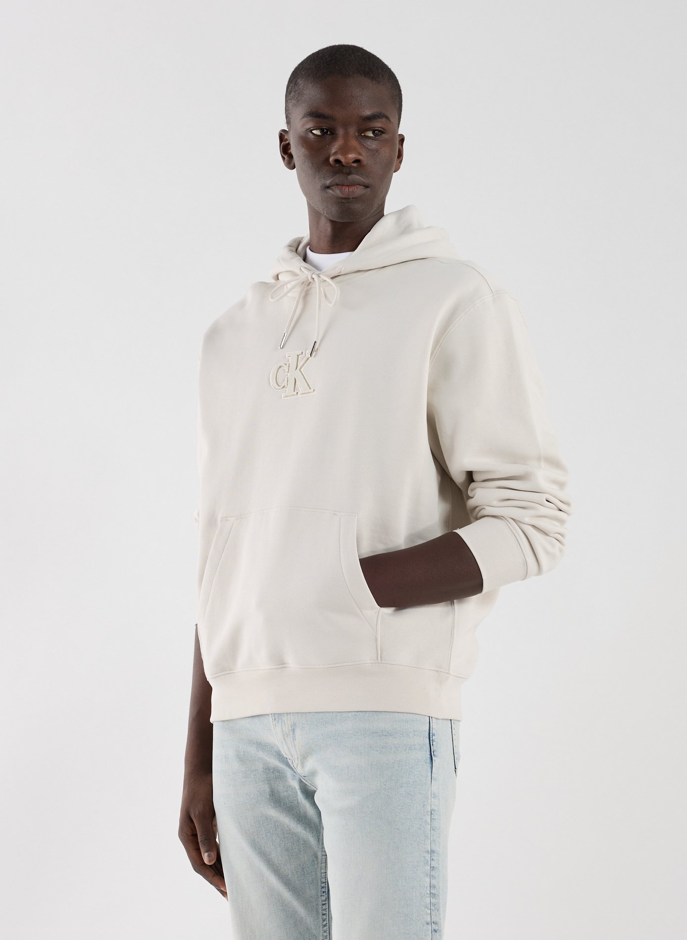 Hoodie en coton mélangée CALVIN KLEIN Beige