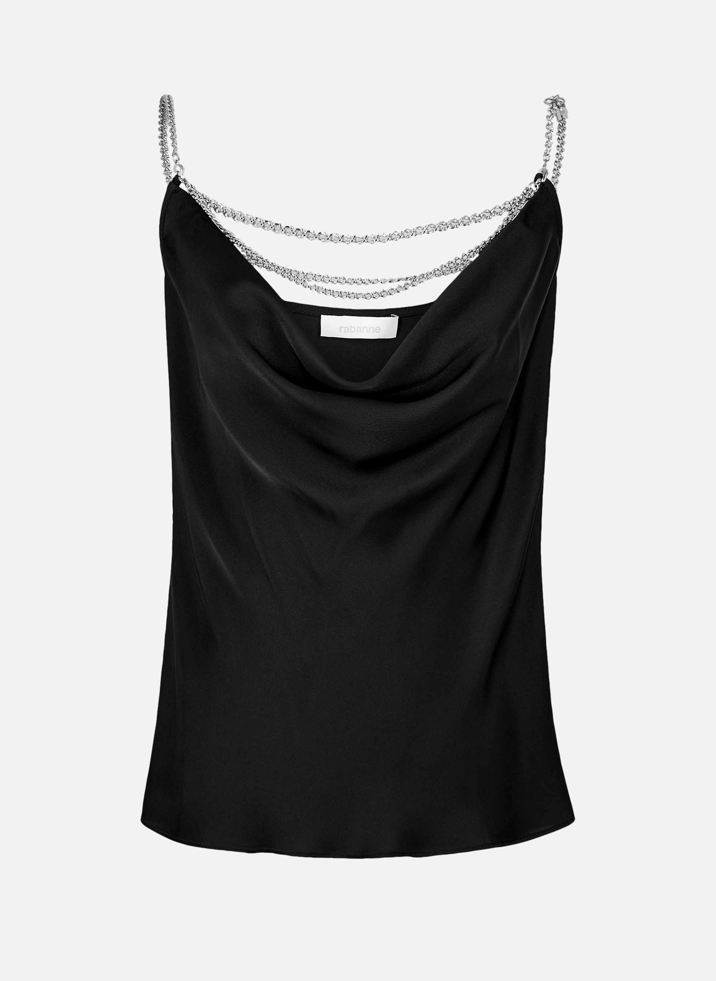 Top fines bretelles en satin RABANNE Noir