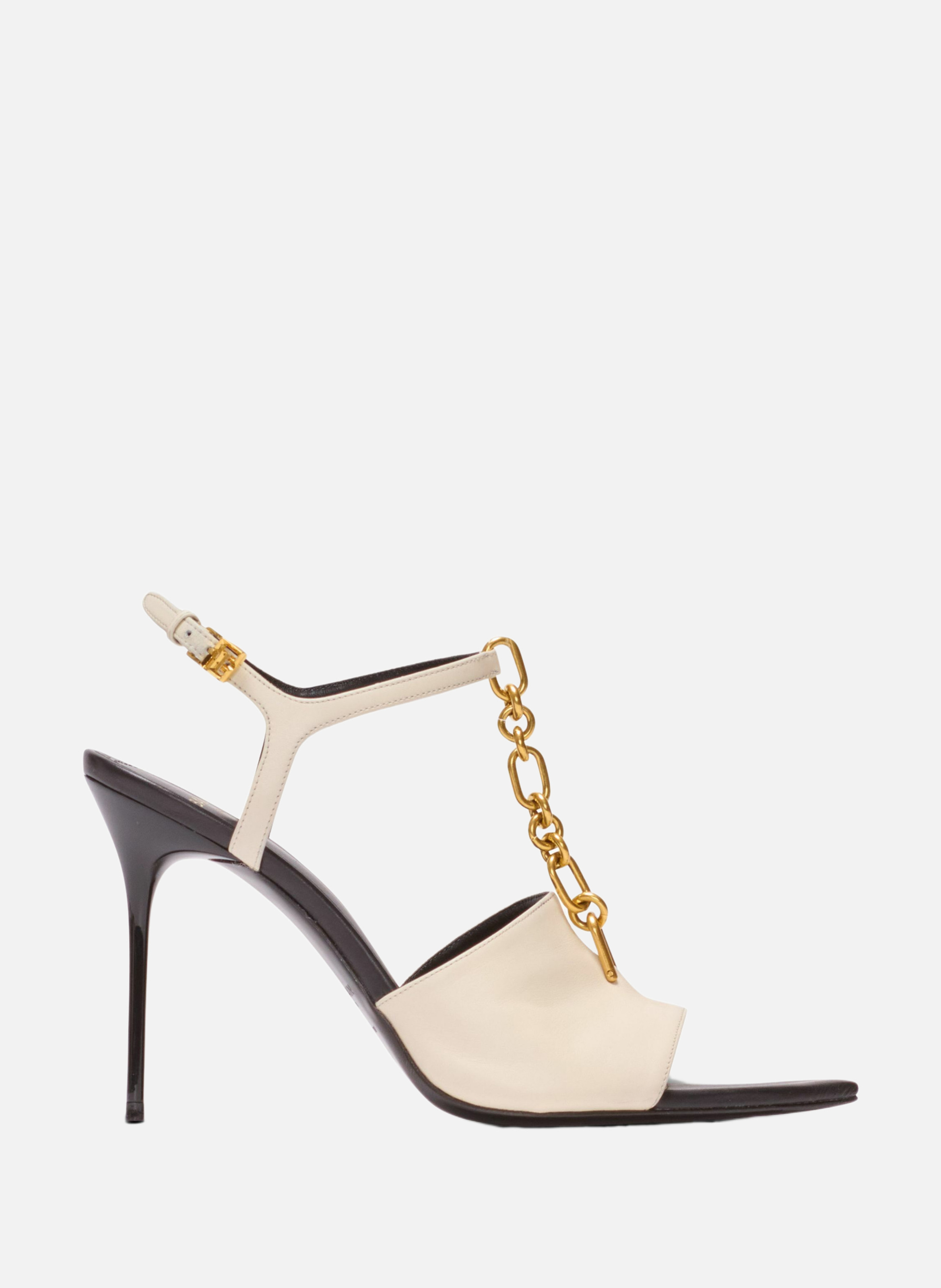 BALMAIN Sandales à talons sync en cuir Beige