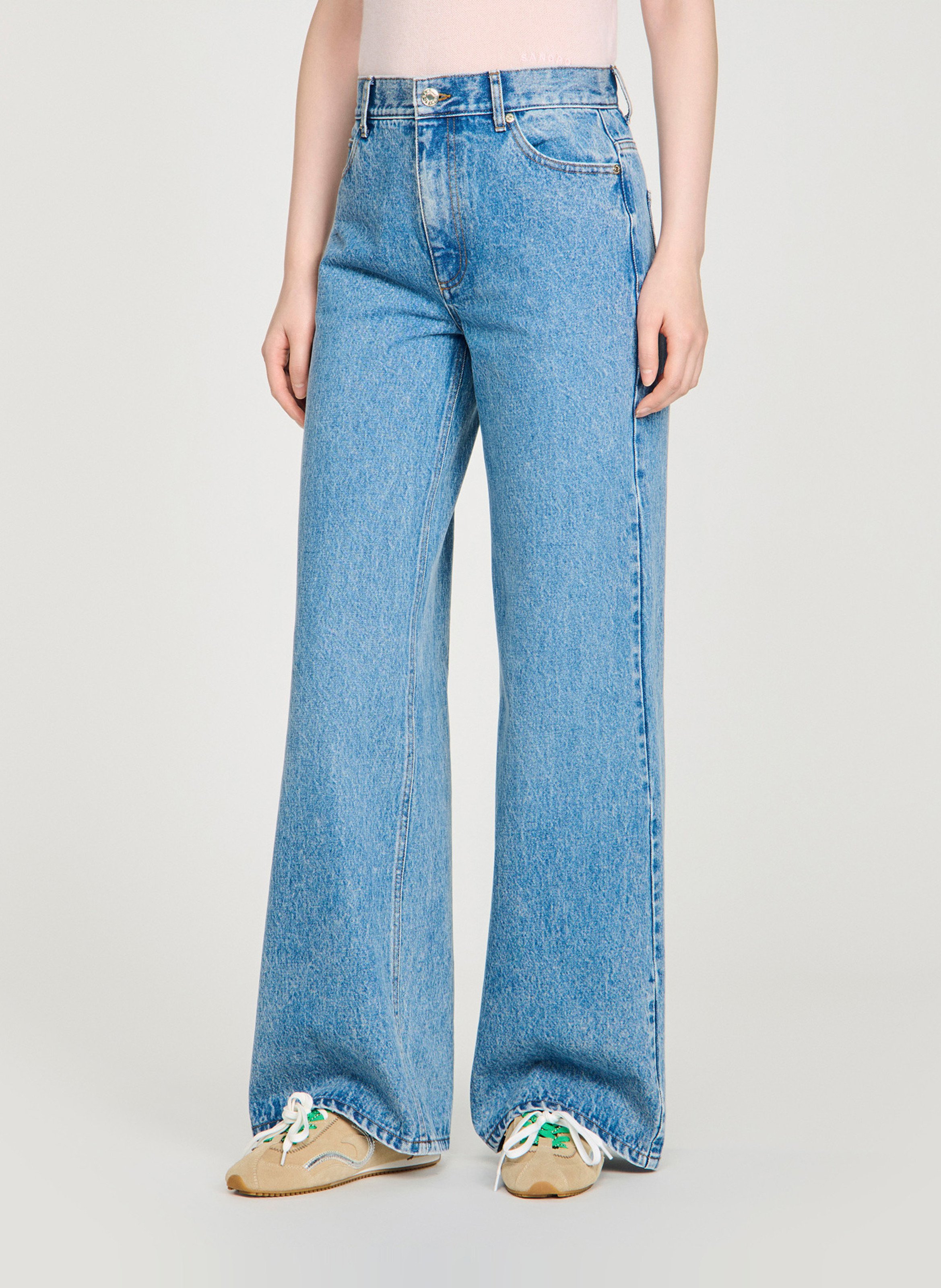 Jean large en coton SANDRO Bleu