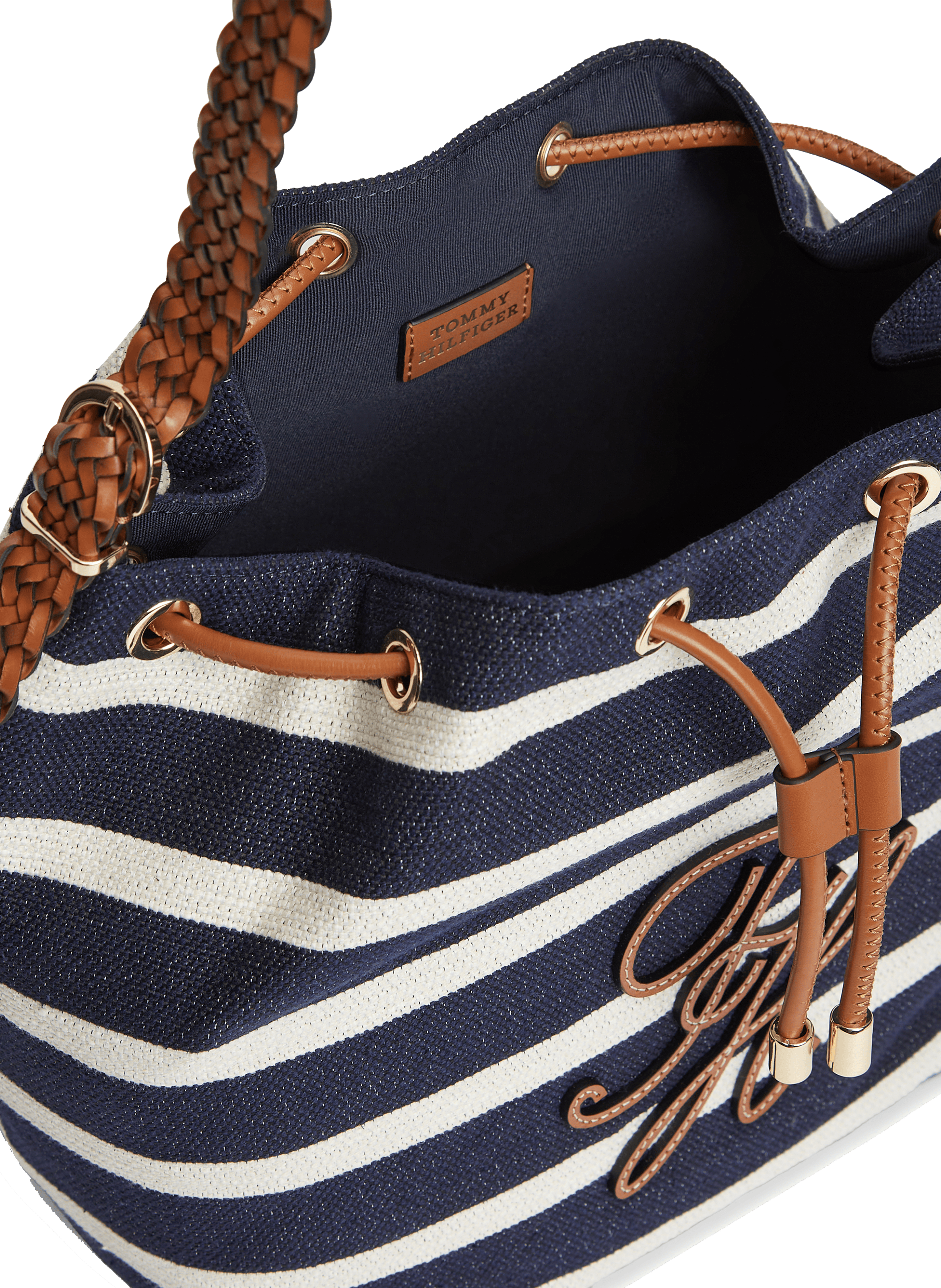 Sac seau ajustable rayé à logo en coton mélangé TOMMY HILFIGER Bleu