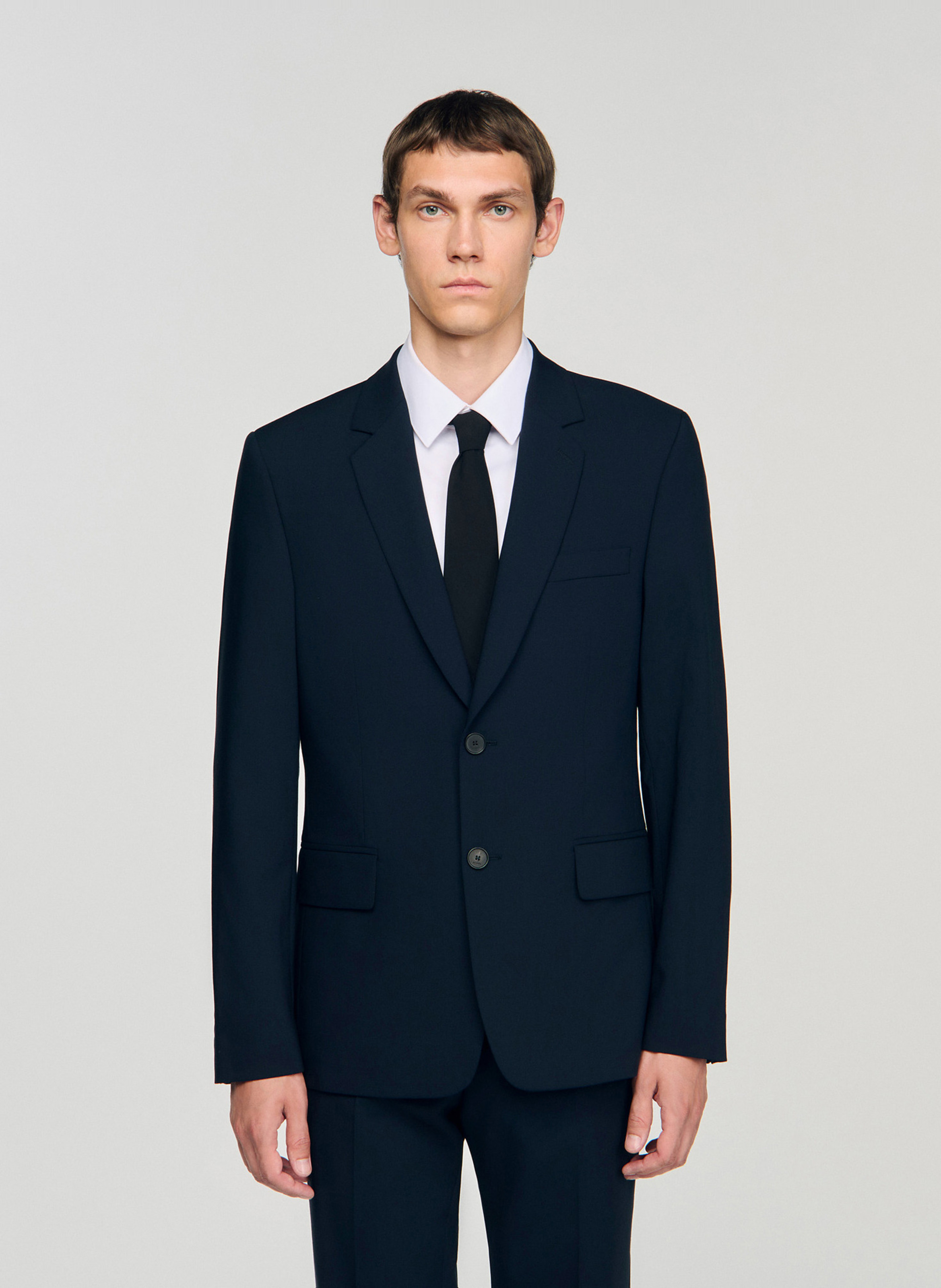 Veste tailleur en laine SANDRO Bleu