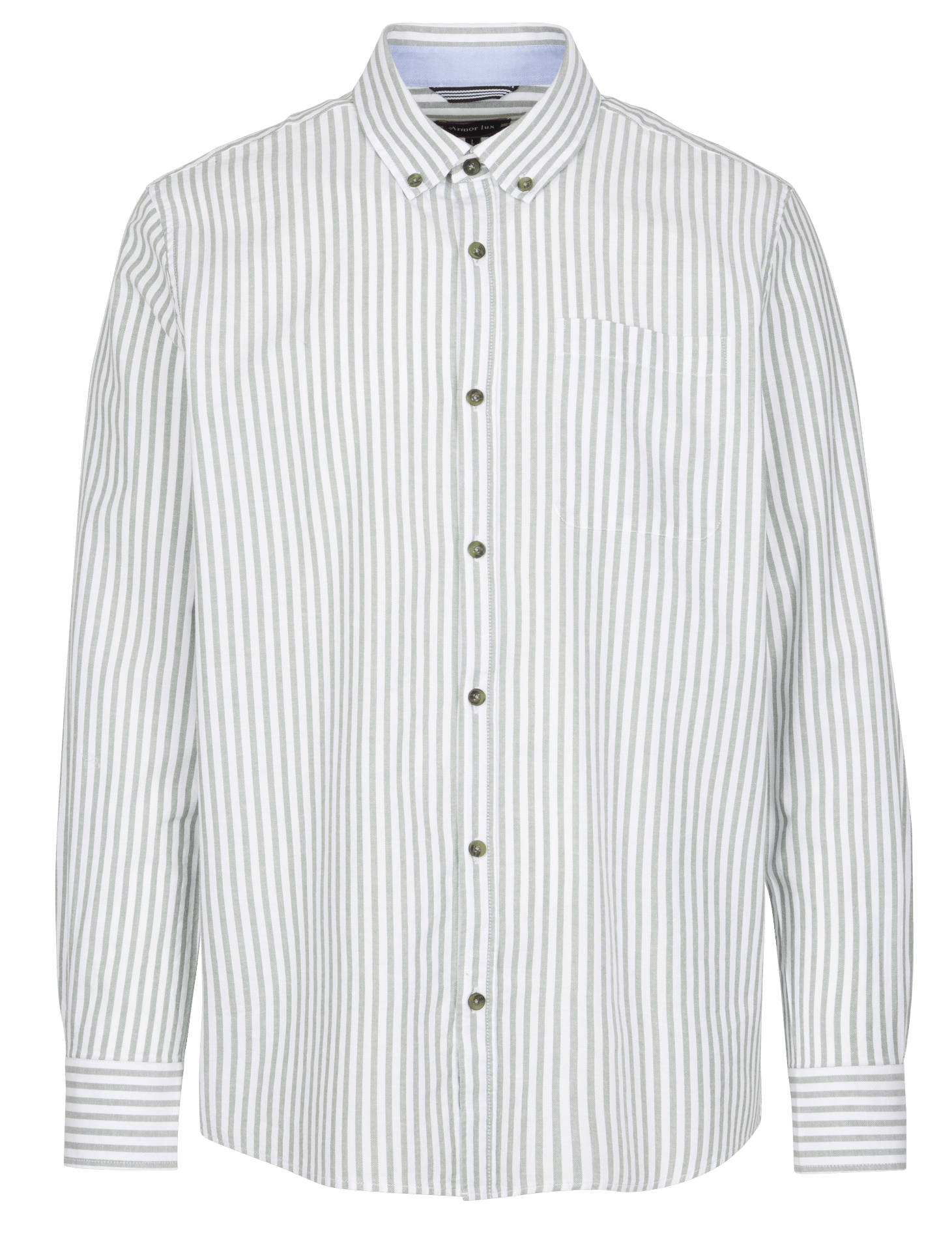 Chemise droite col classique en coton rayé ARMOR-LUX Vert