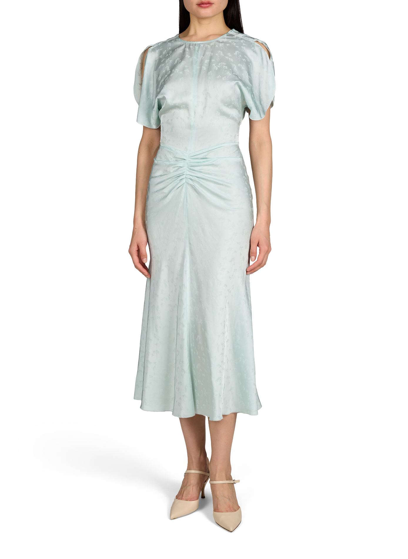 Long floral jacquard maxi dress VICTORIA BECKHAM Blue