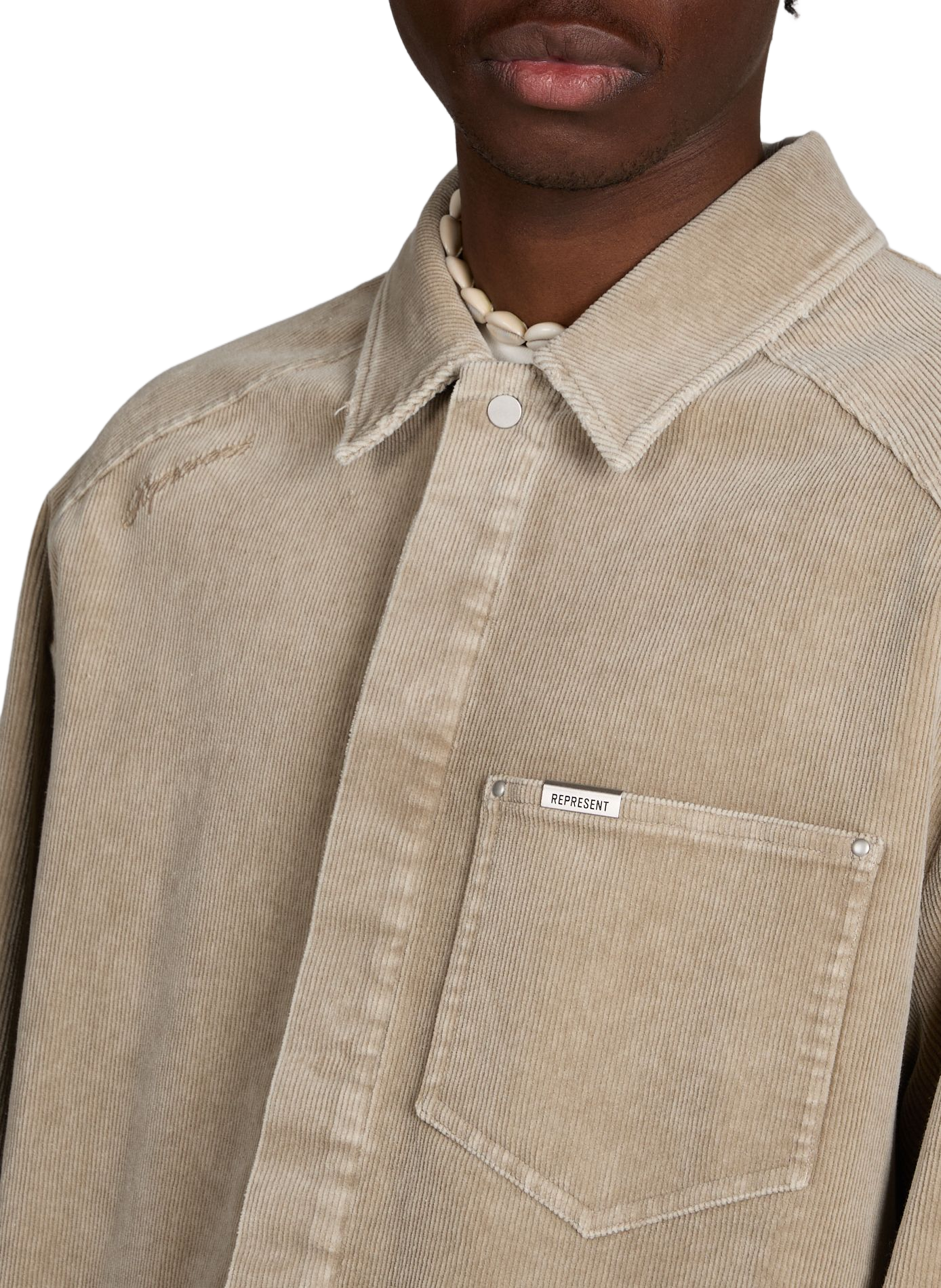 Surchemise en velours côtelé en coton mélangé REPRESENT Kaki
