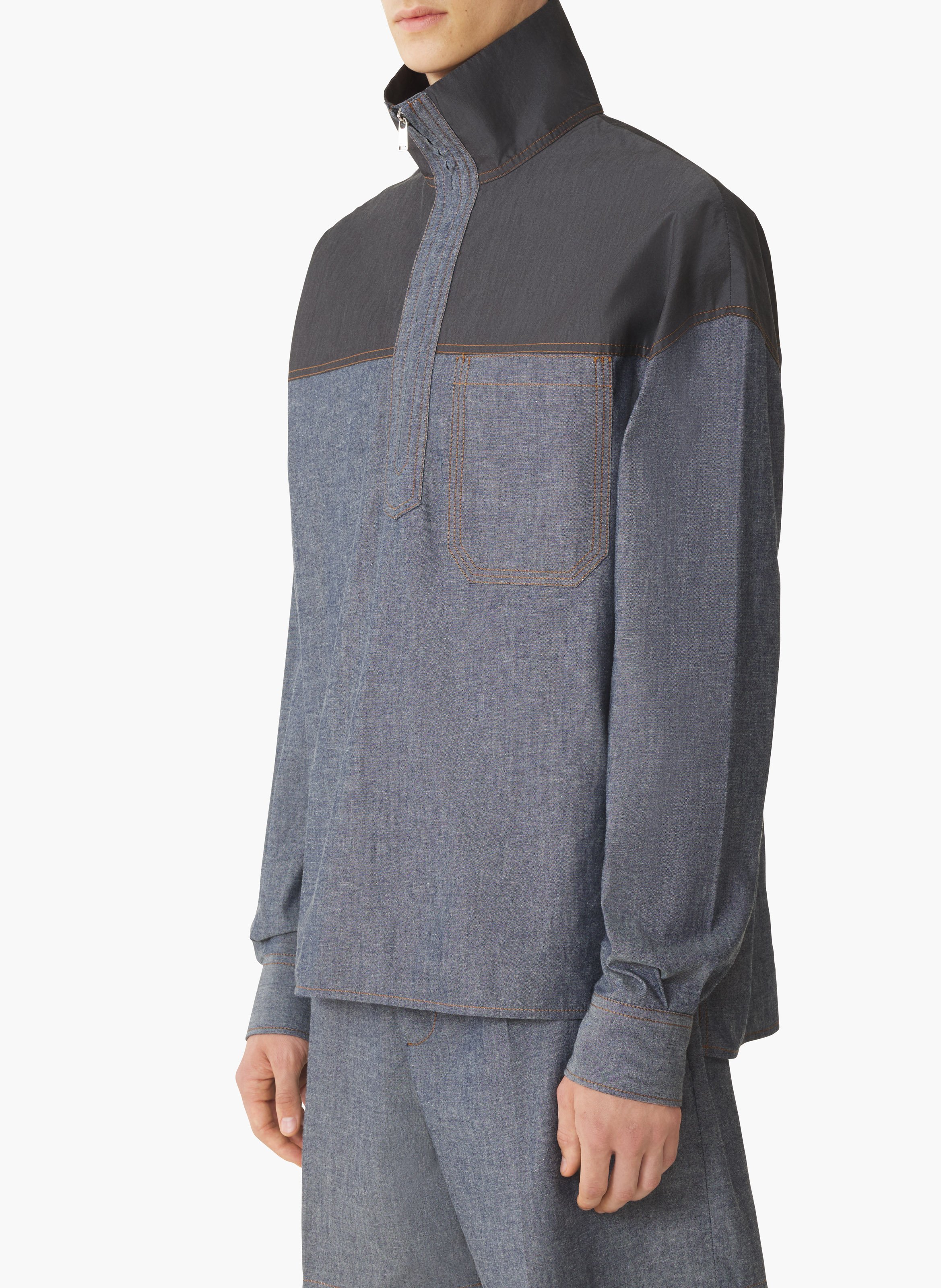 Haut col zippé en chambray LANVIN Bleu