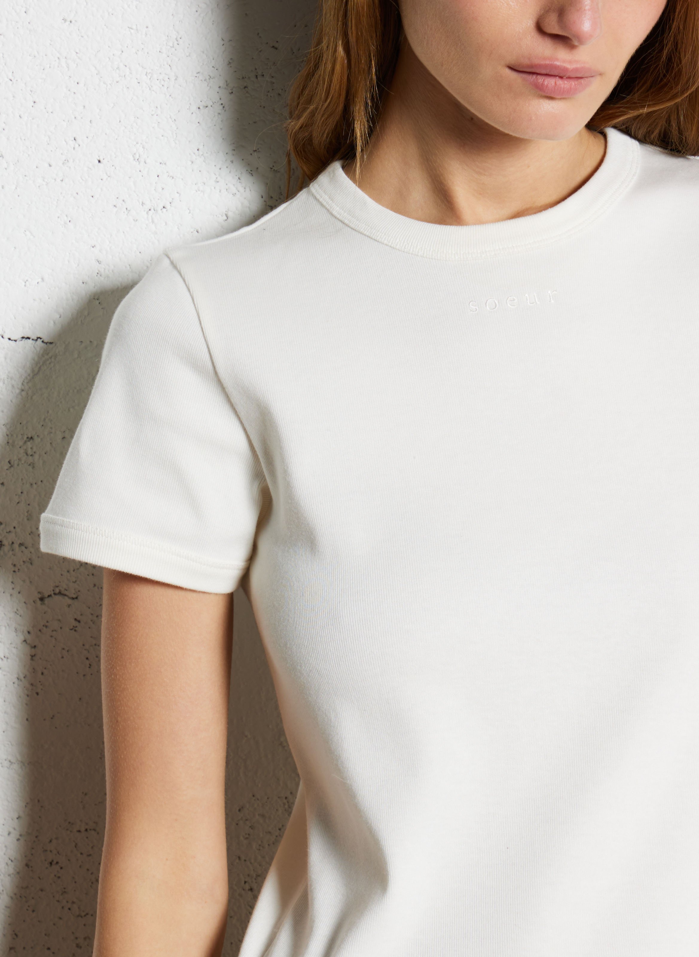 Tee-shirt droit col rond en coton bio aristide SOEUR Blanc