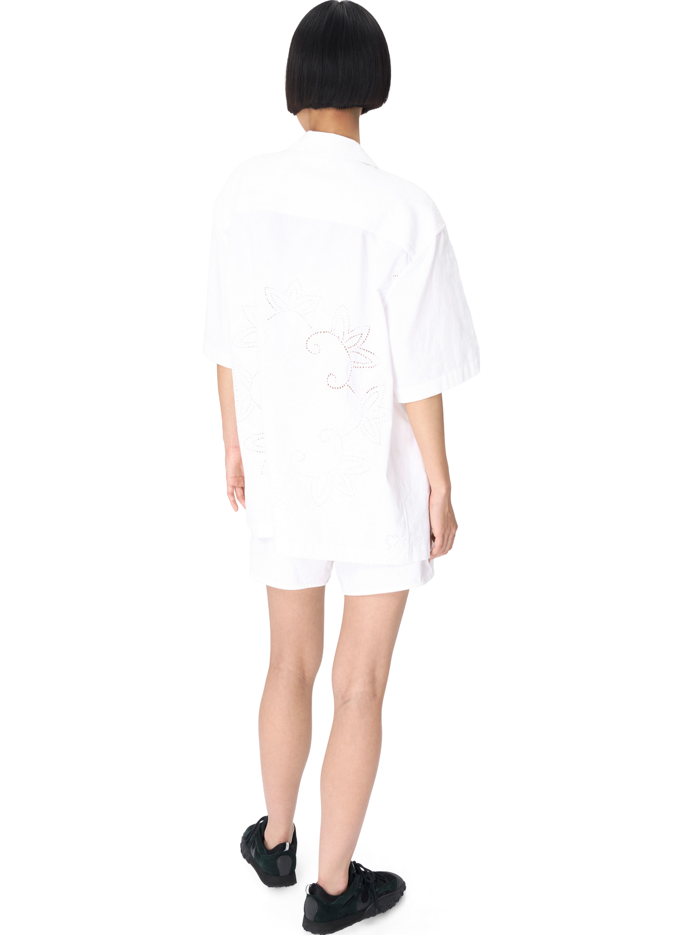 Chemise de bowling en upcyclé household linen unisexe MARINE SERRE Blanc