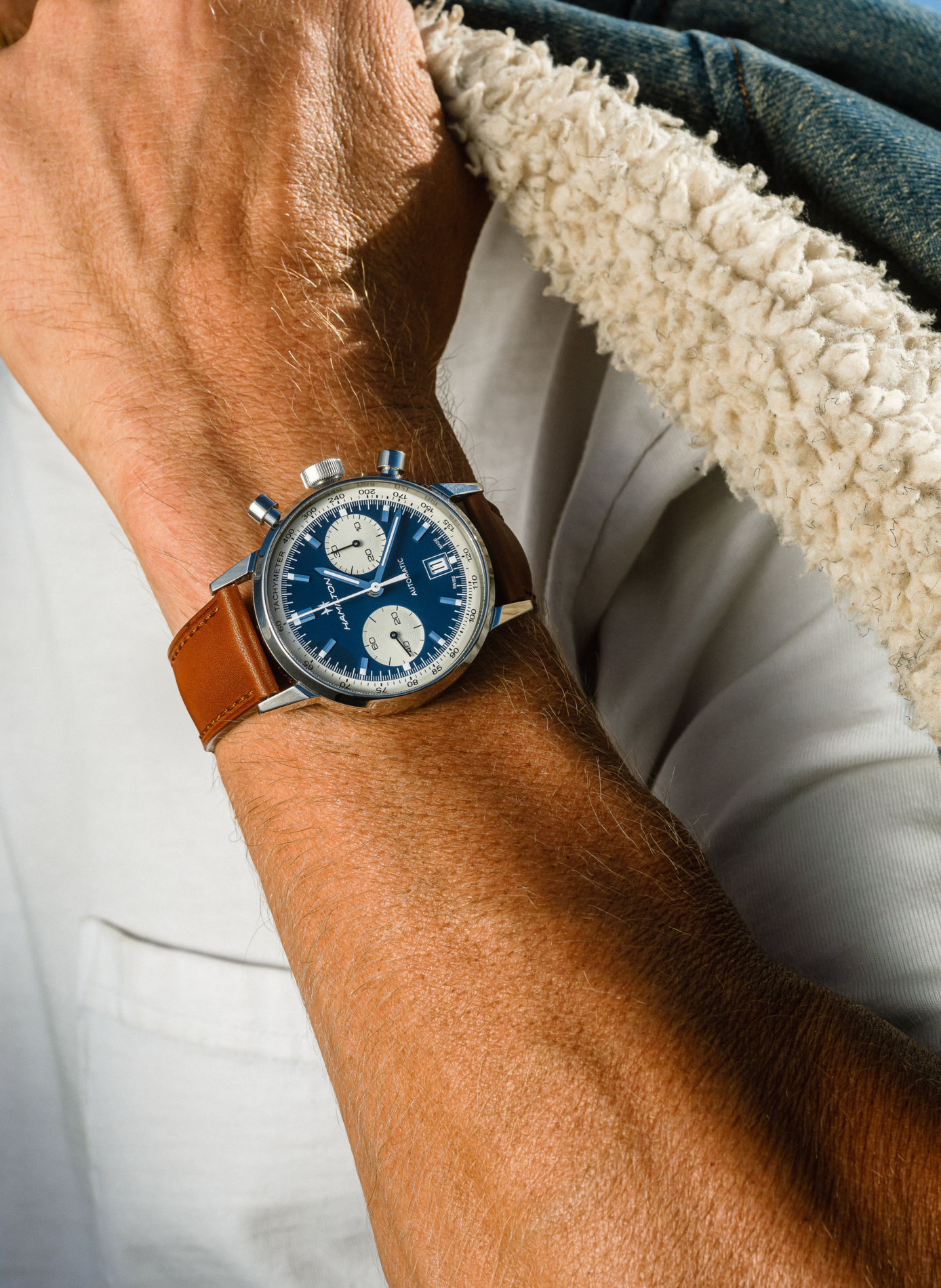 Montre American Classic Intra-Matic en acier inoxydable HAMILTON Bleu