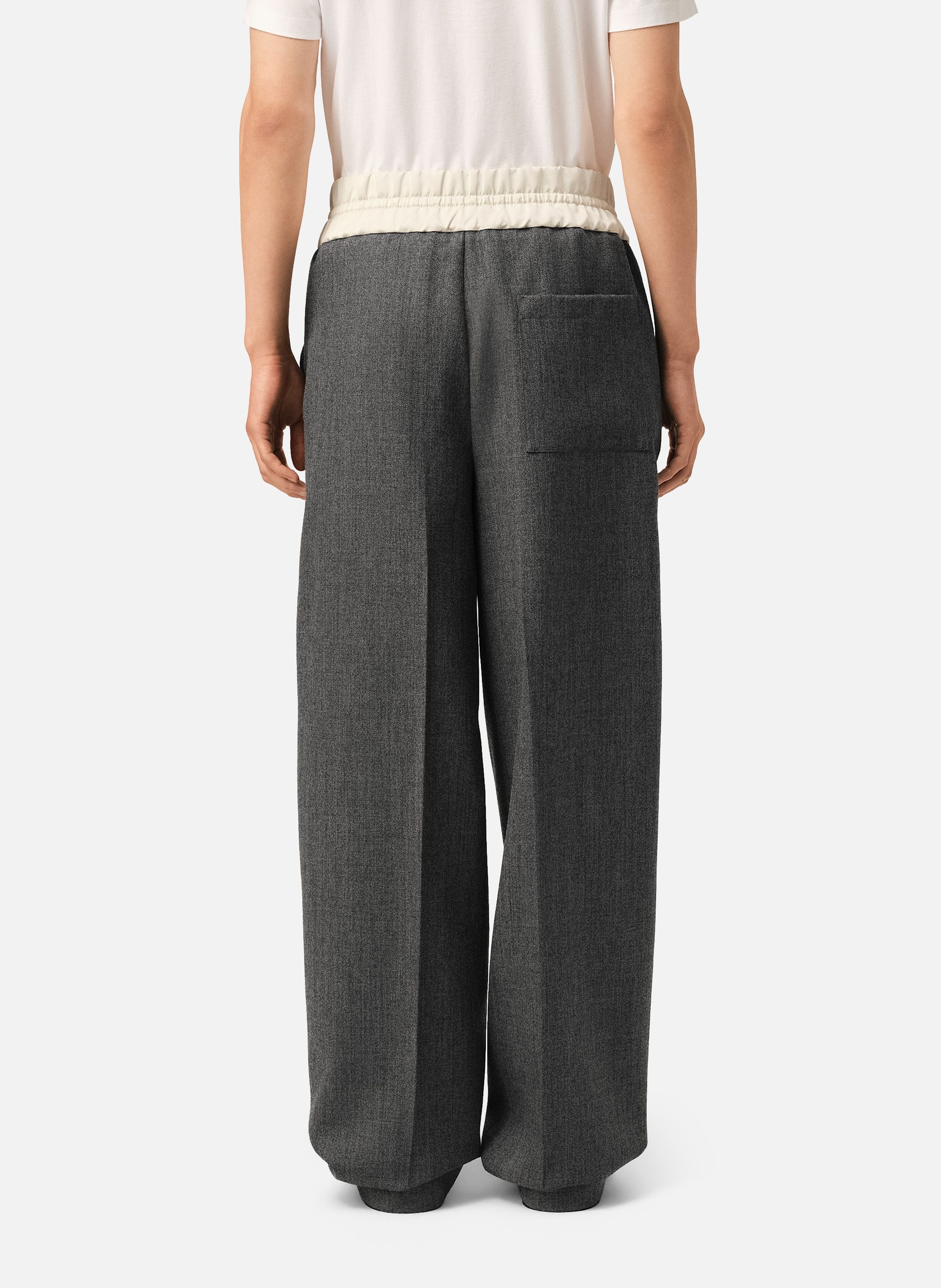 Pantalon en laine et satin taille élastiquée AMI PARIS Gris