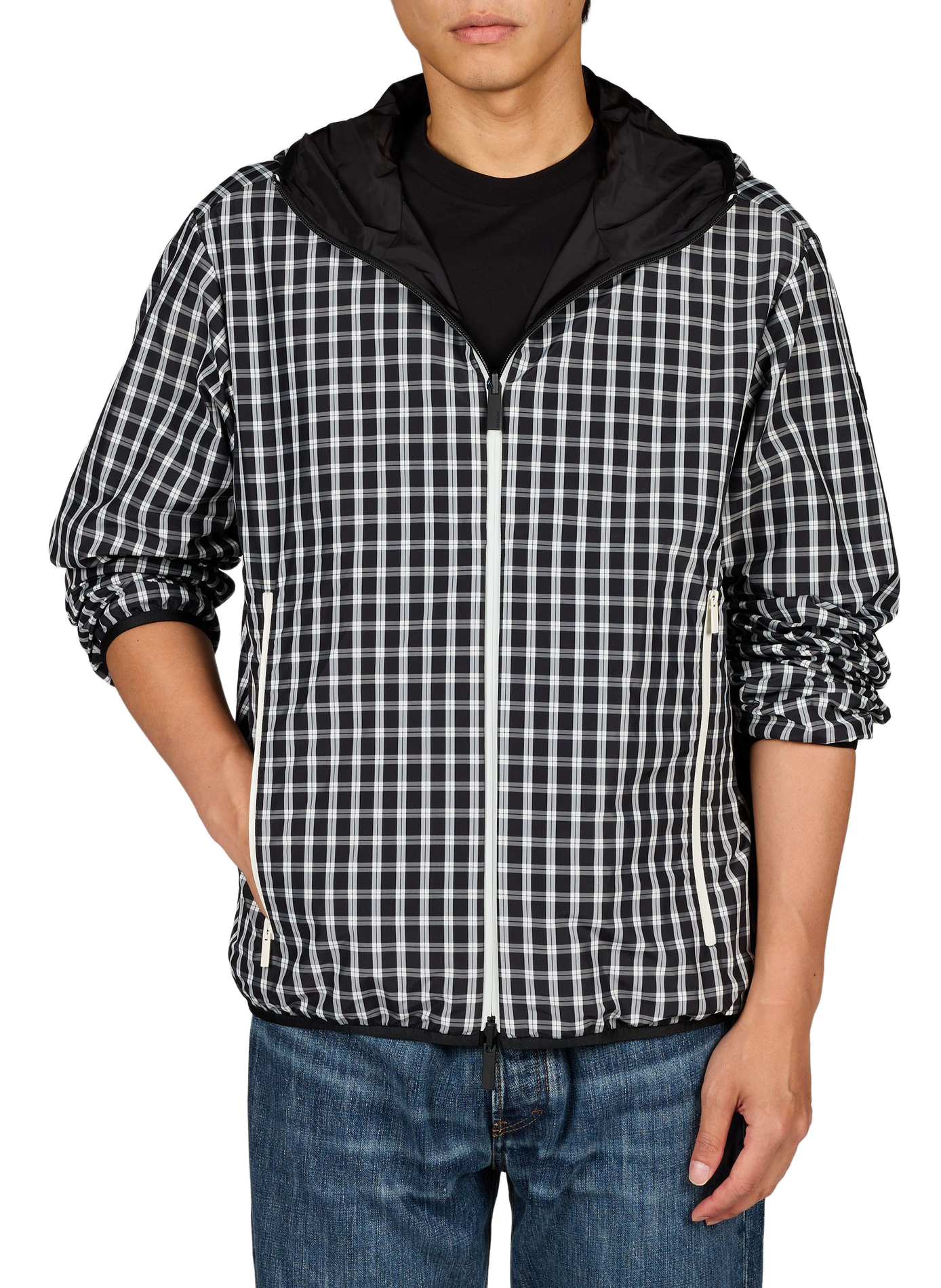 Reversible Vandelli Hooded Jacket with Checkered Interior MONCLER Black