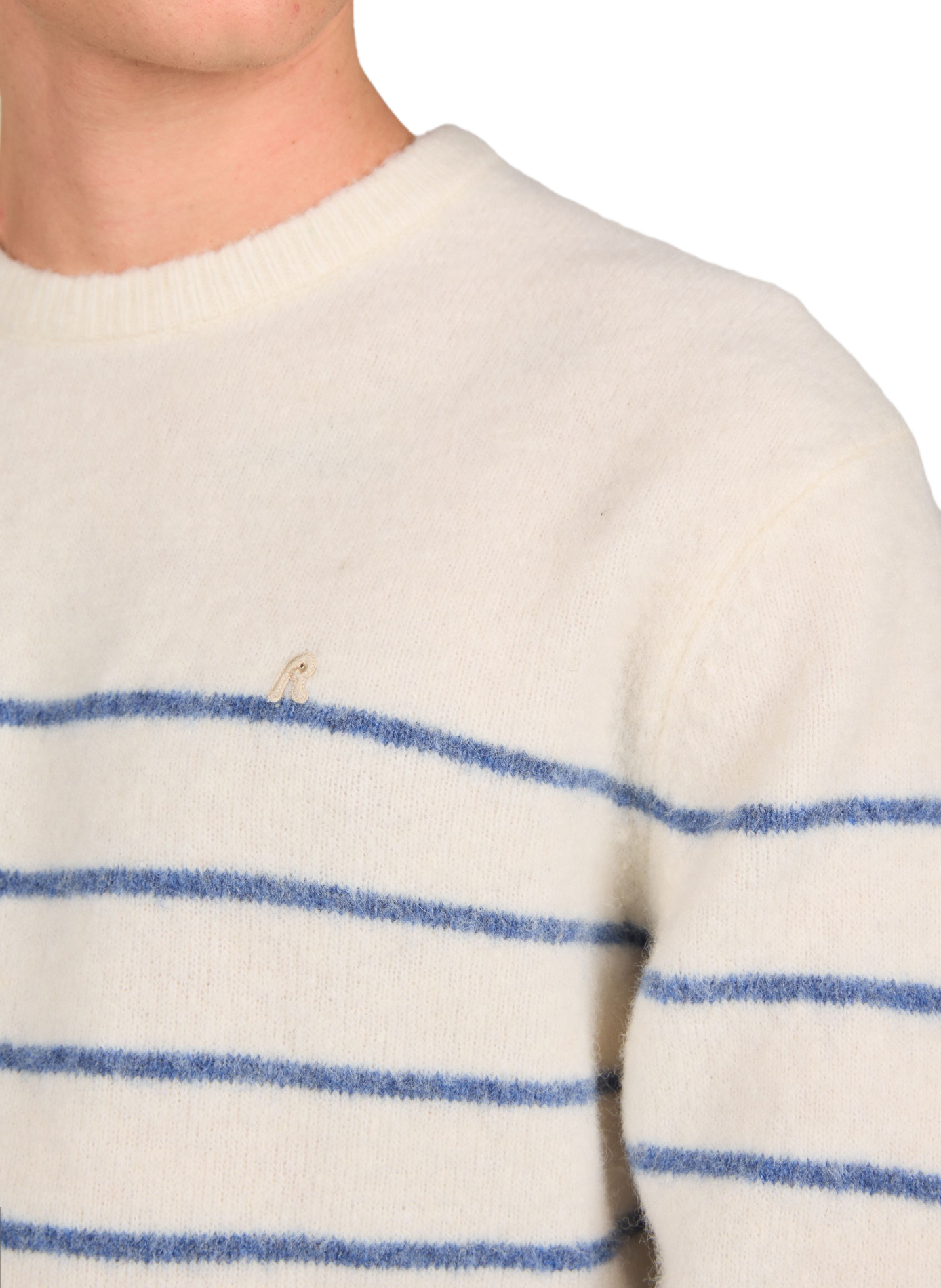Round neck sweater in mixed wool stripes REPLAY Beige