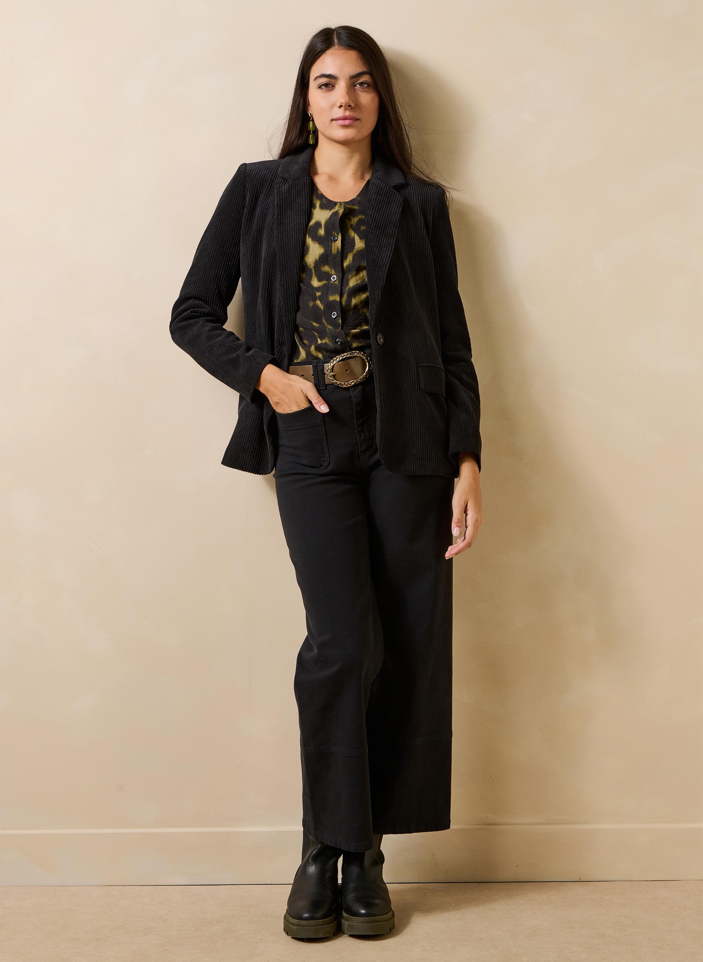 Recht gesneden blazer van ribfluweel LA FEE MARABOUTEE Zwart