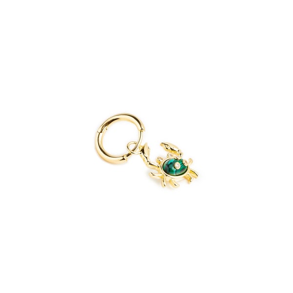 Eshvi Crab Charm Single Earring In Green