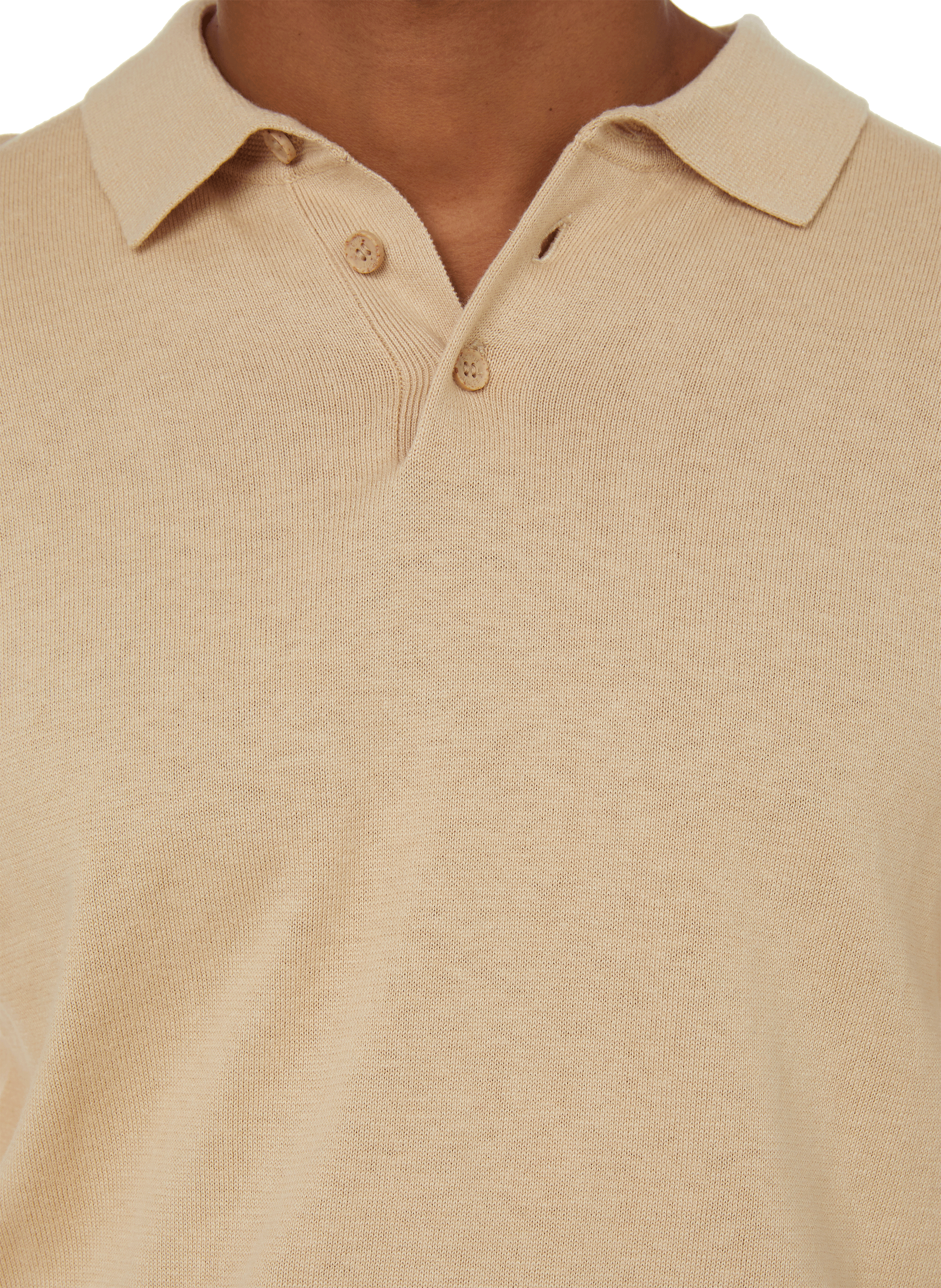 Long-sleeved cotton polo shirt  ESPRIT Beige