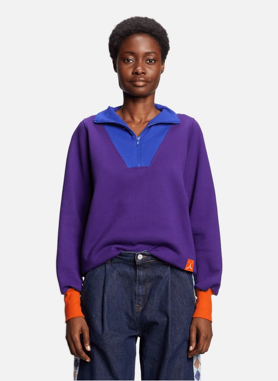 Womens zip neck sweatshirt sale