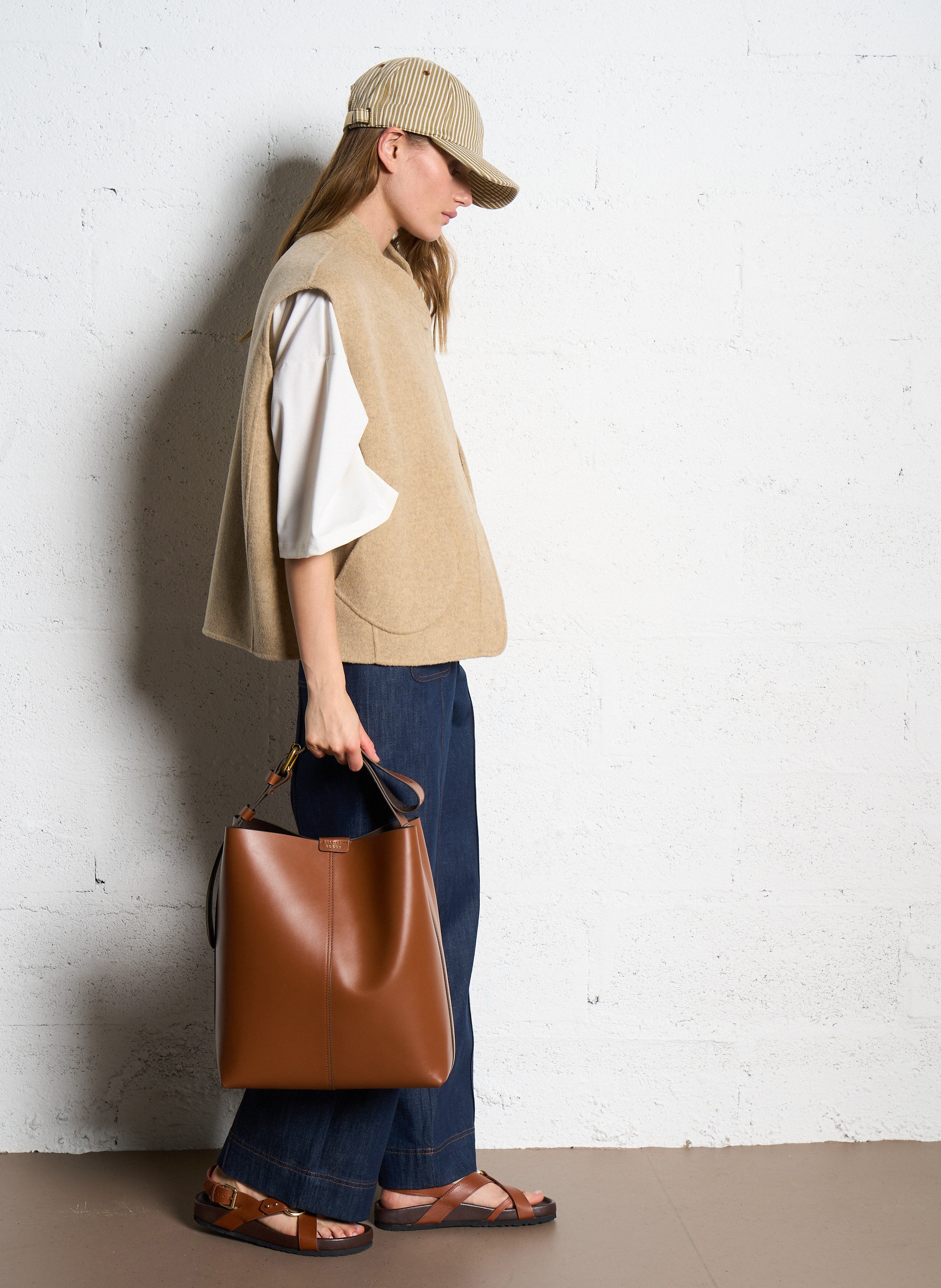 Blouson court sans manches en laine mélangée adeline SOEUR Beige