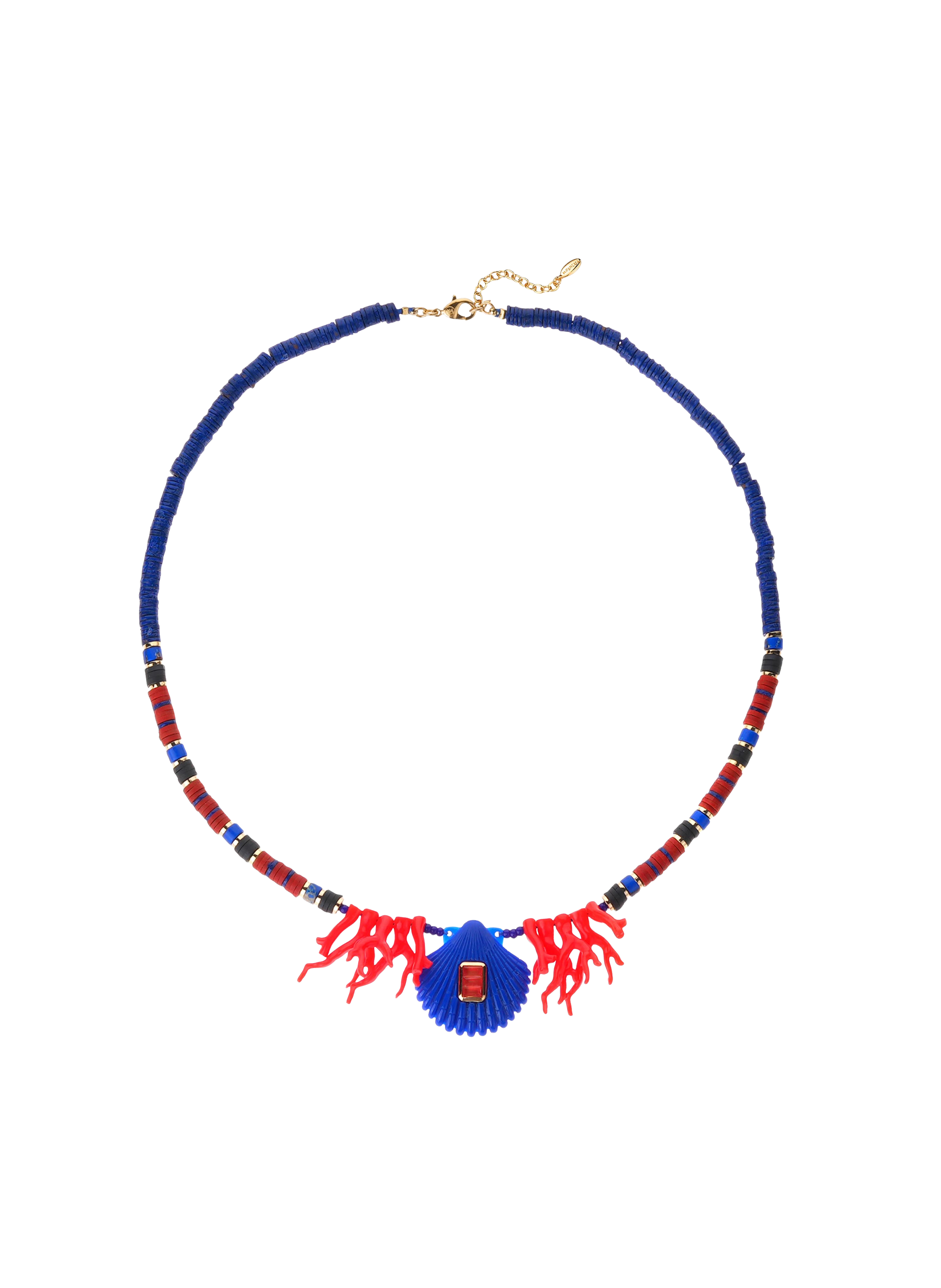 Collier en perles avec pendentif central dorie HIPANEMA Bleu