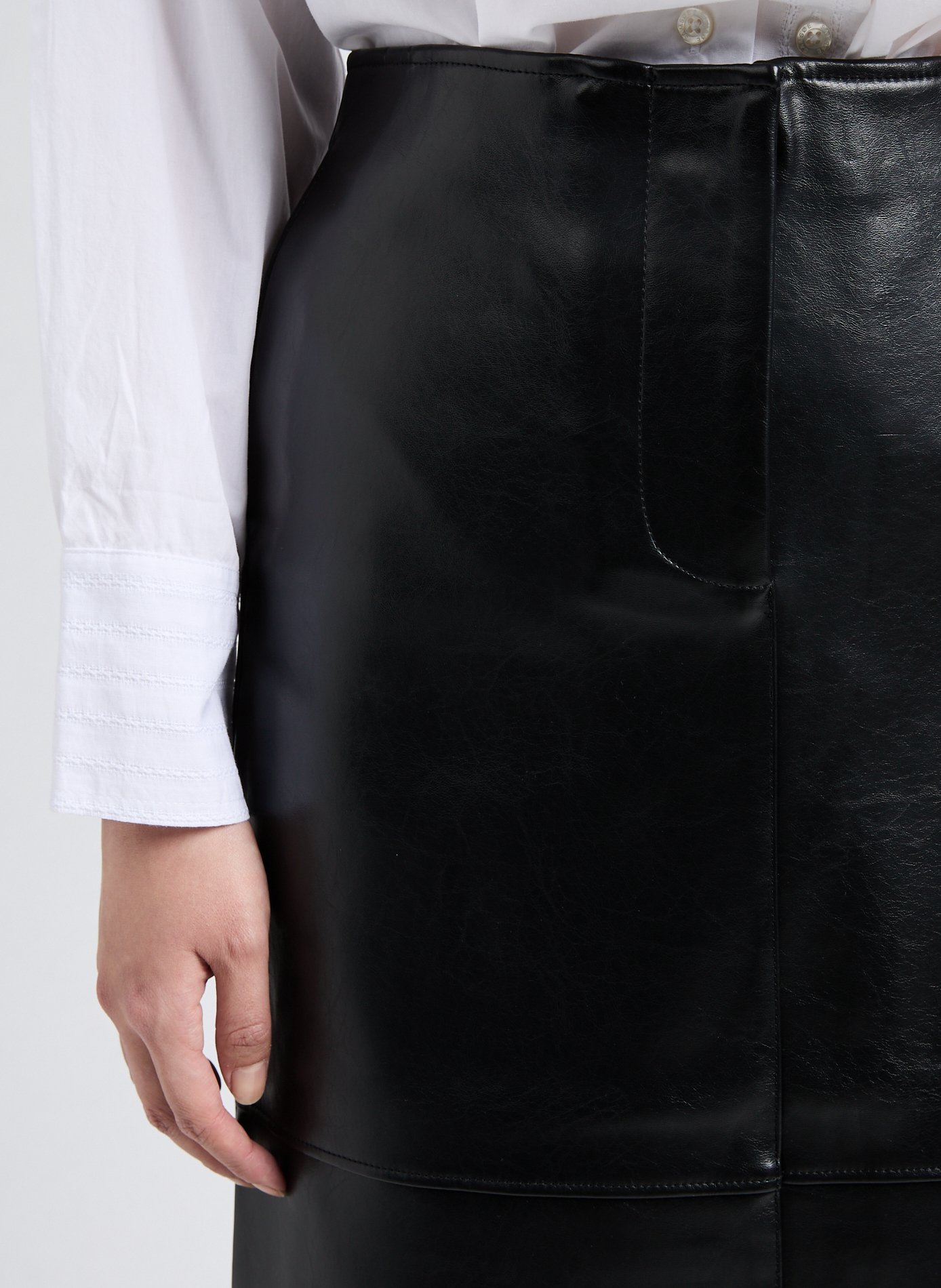 Long leather blend skirt SAMSOE SAMSOE Black