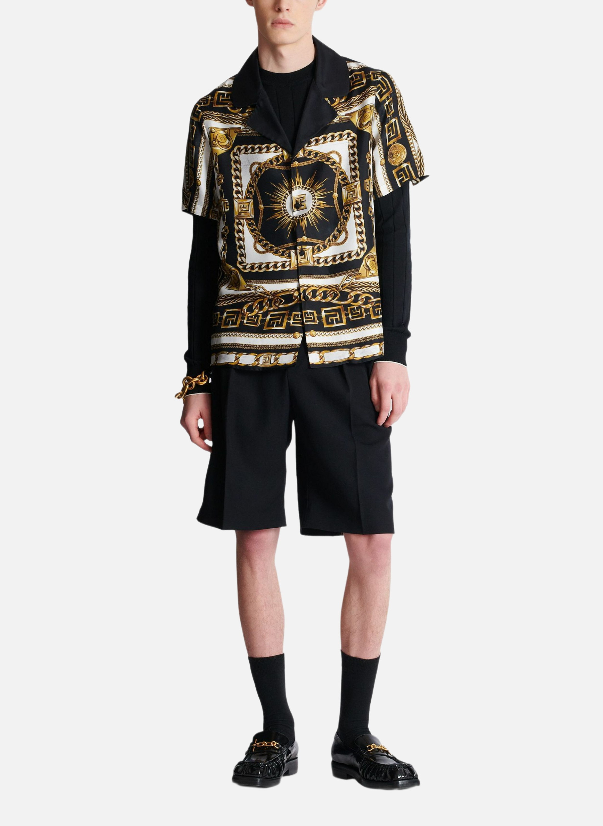 Chemise pyjama imprimée motif foulard chaînes BALMAIN Multicolore