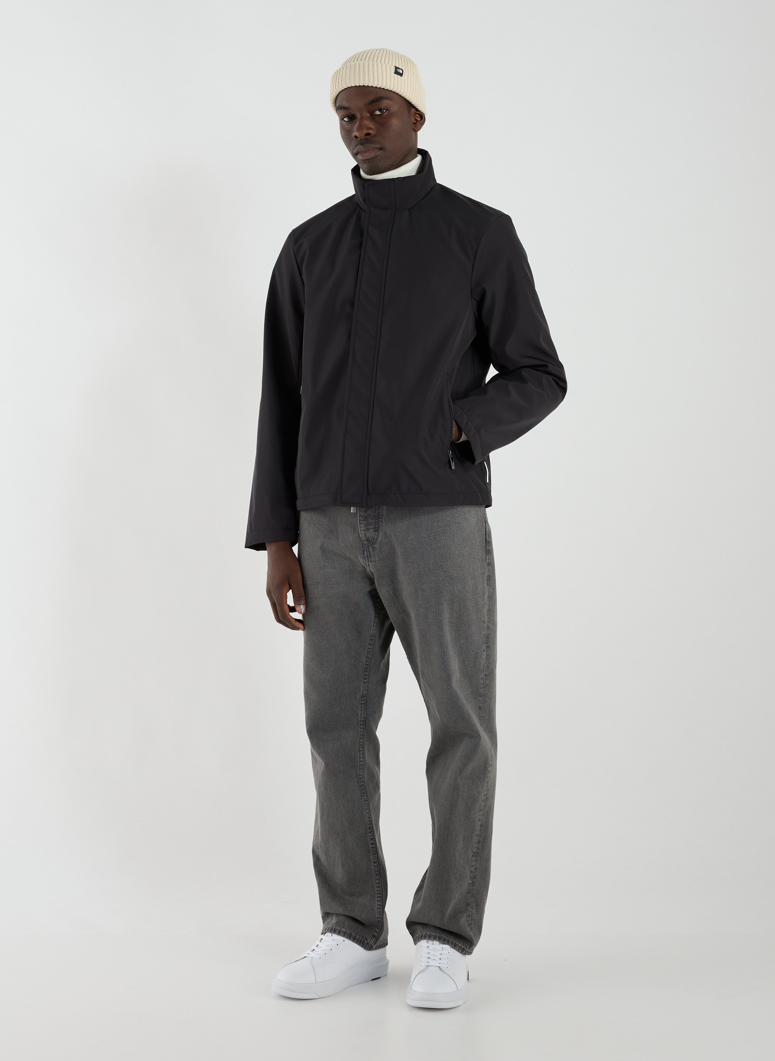 Straight jacket with high collar ARMANI EXCHANGE Black