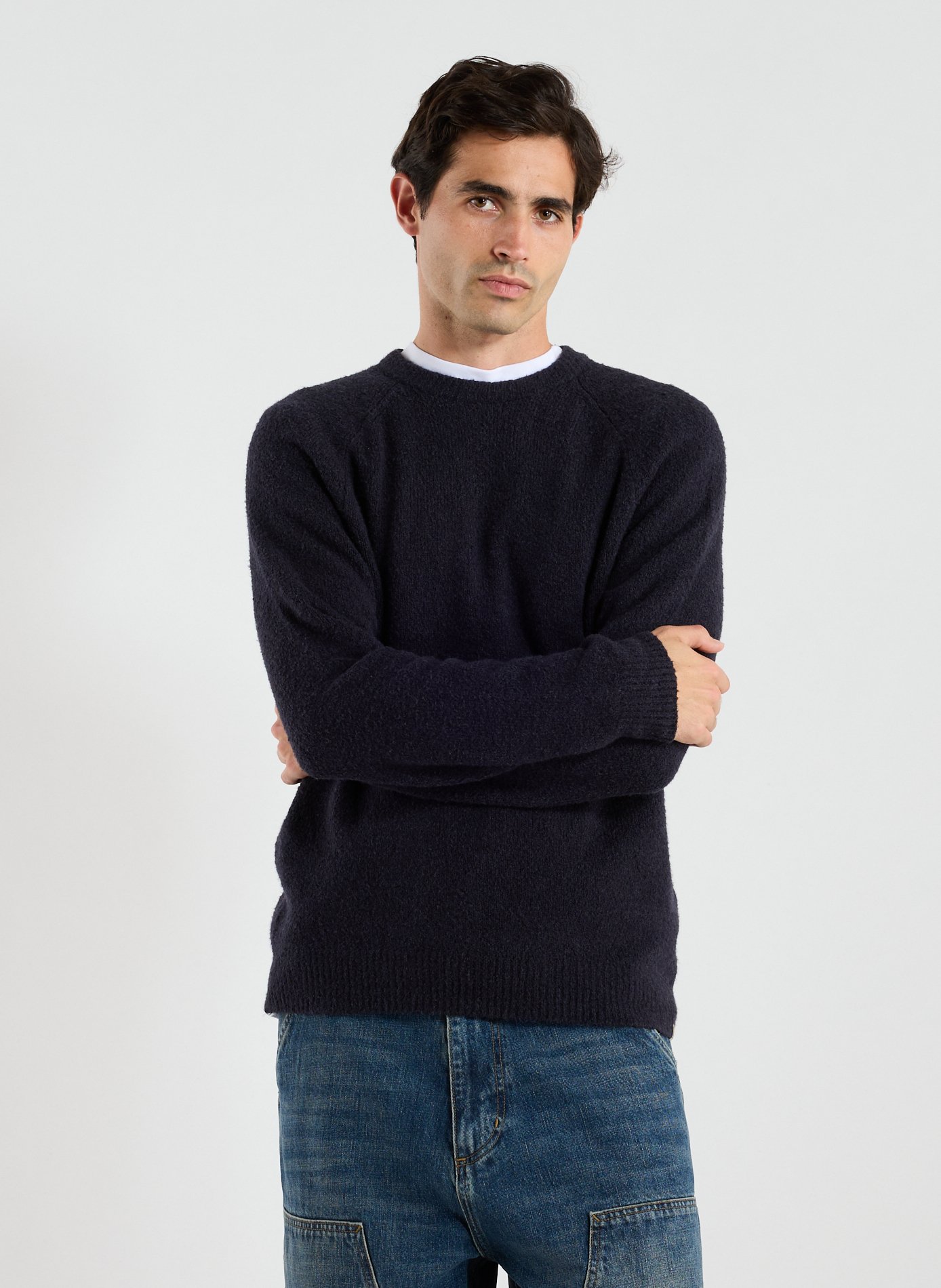 WOOLRICH Pull col rond en coton mélangé Bleu