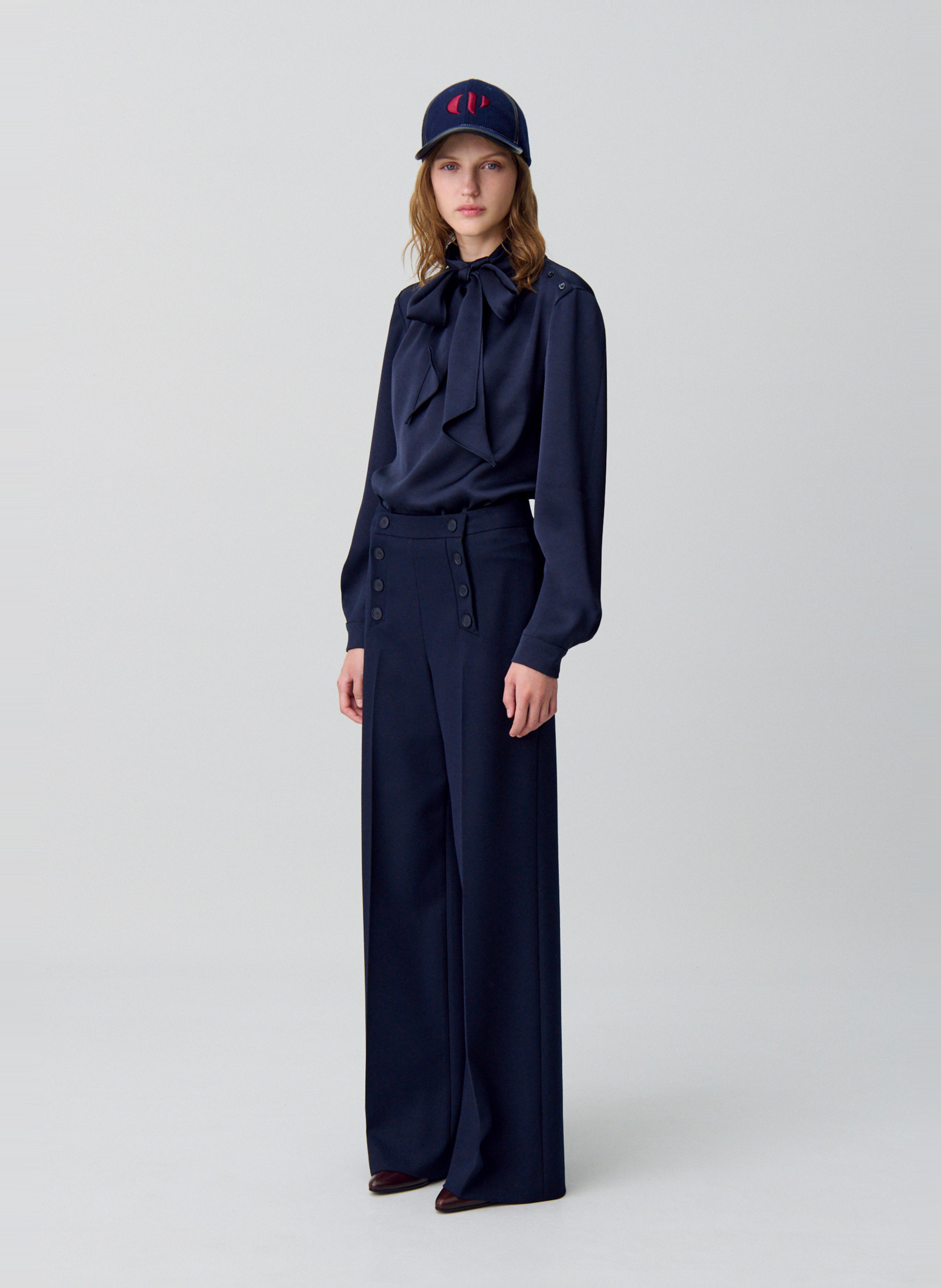 Blouse col lavallière en satin bemybaby CLAUDIE PIERLOT Bleu