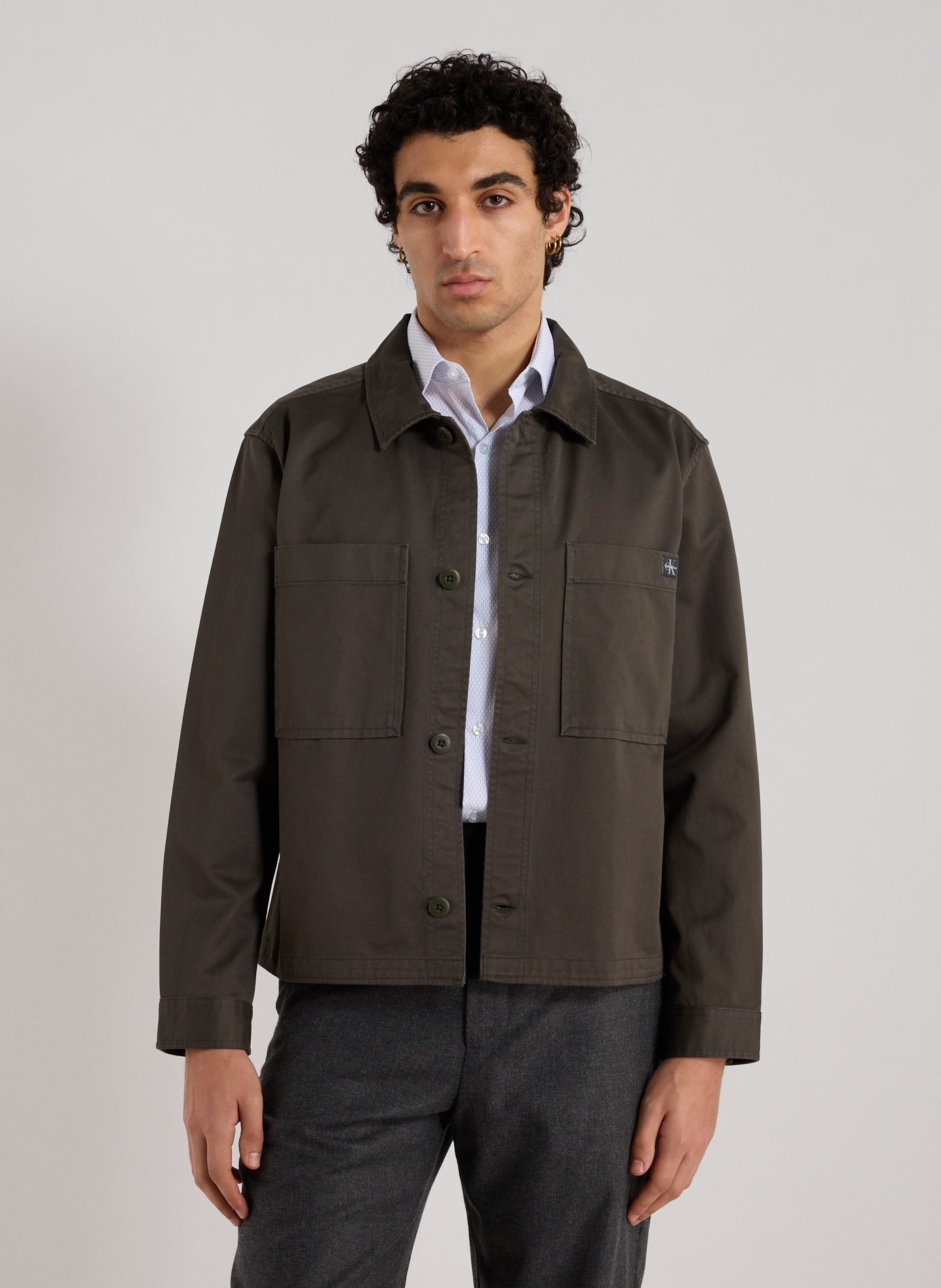 CALVIN KLEIN Cotton overshirt Khaki