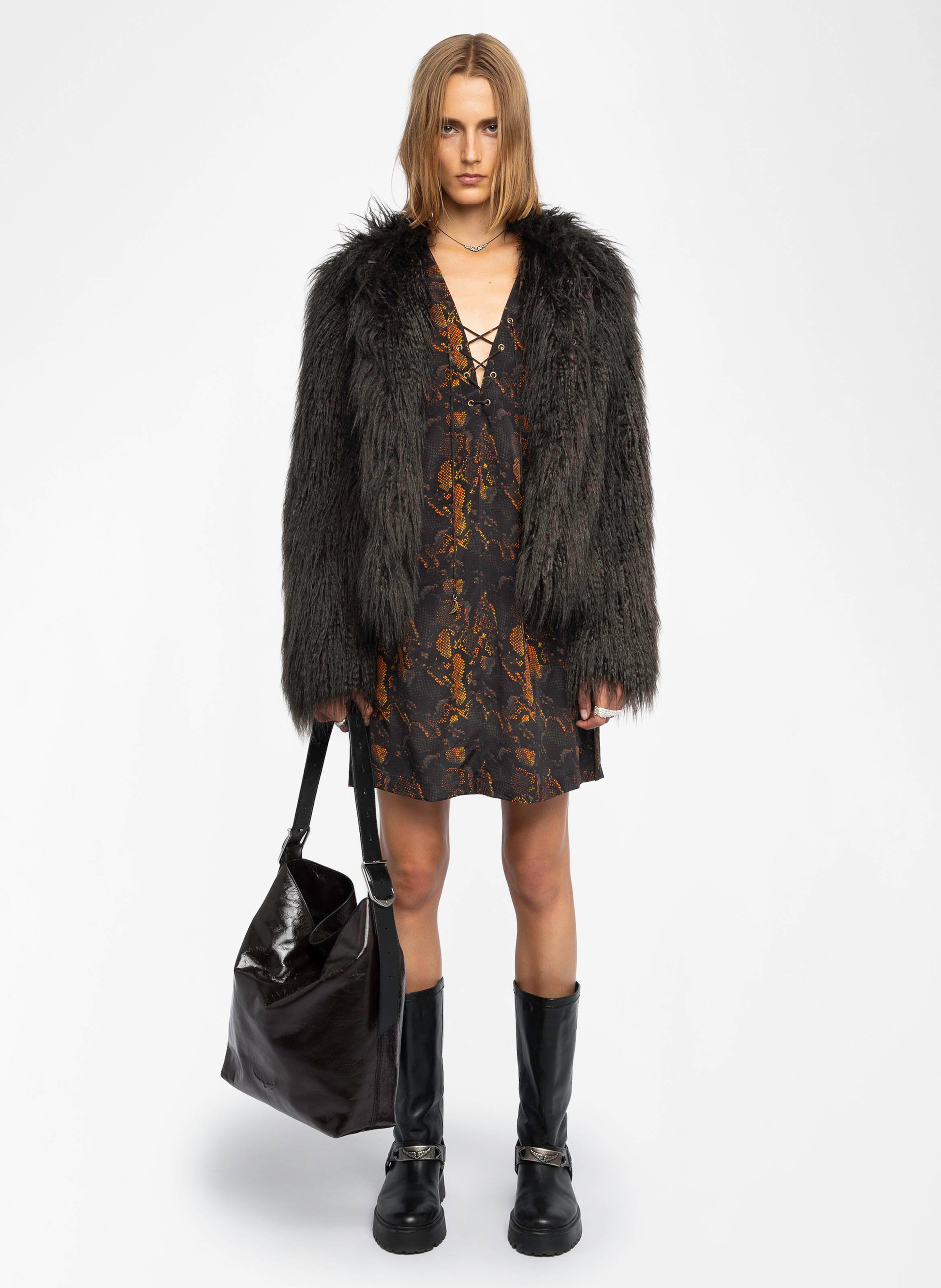 Robe courte droite col v en soie ramela ZADIG&VOLTAIRE Noir