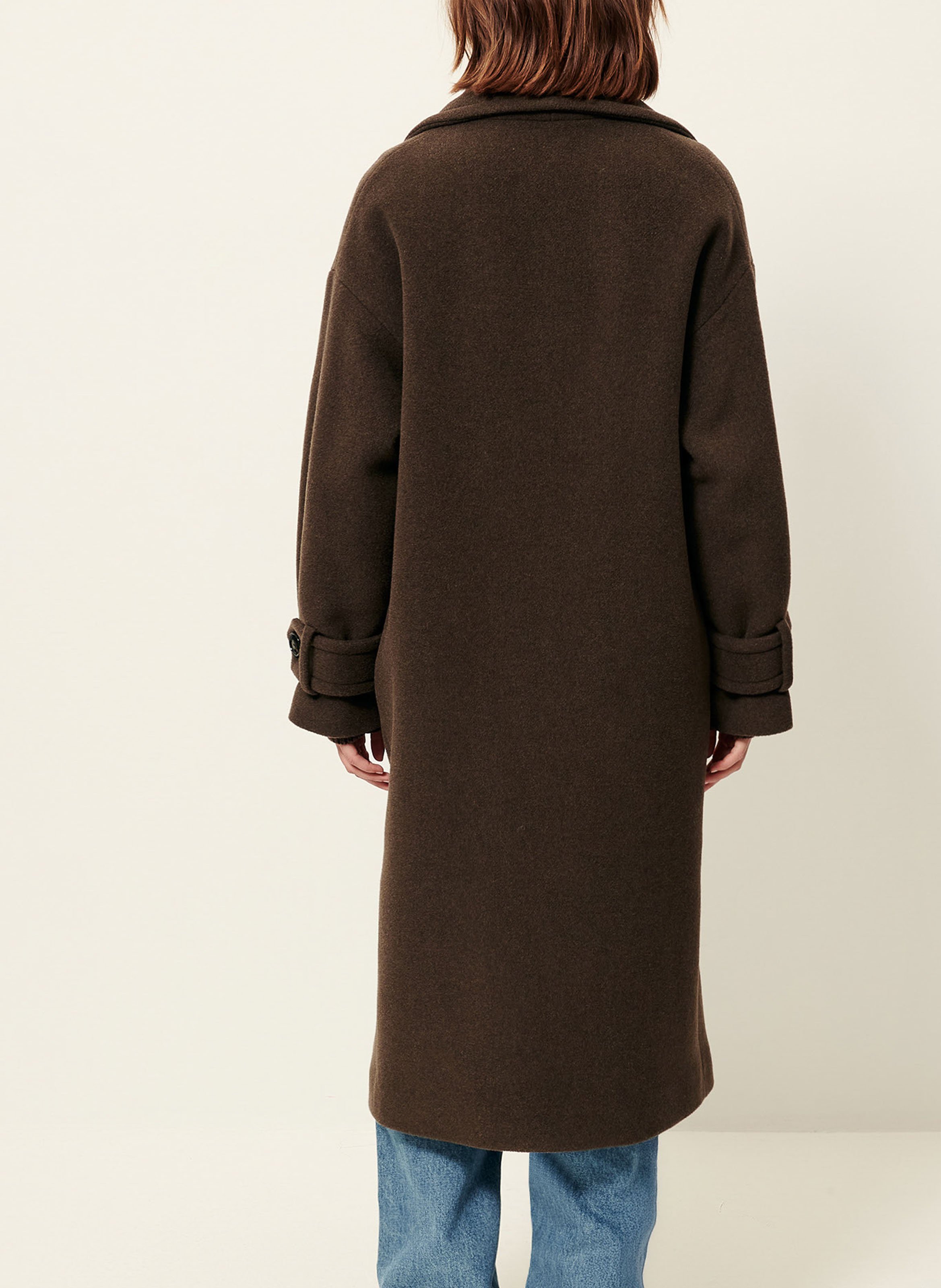 Manteau droit col tailleur en laine mélangée mia SESSUN Marron