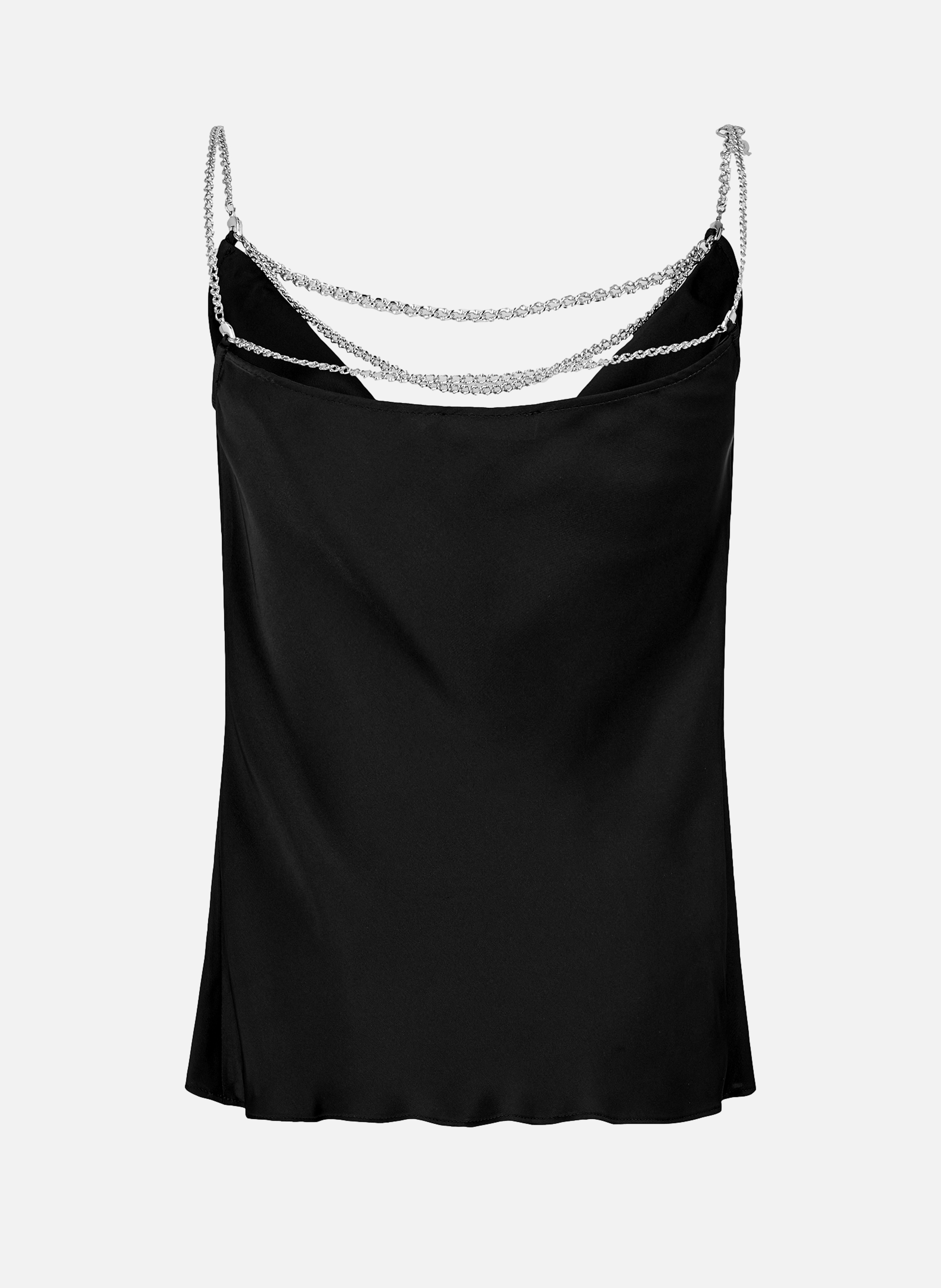 Top fines bretelles en satin RABANNE Noir