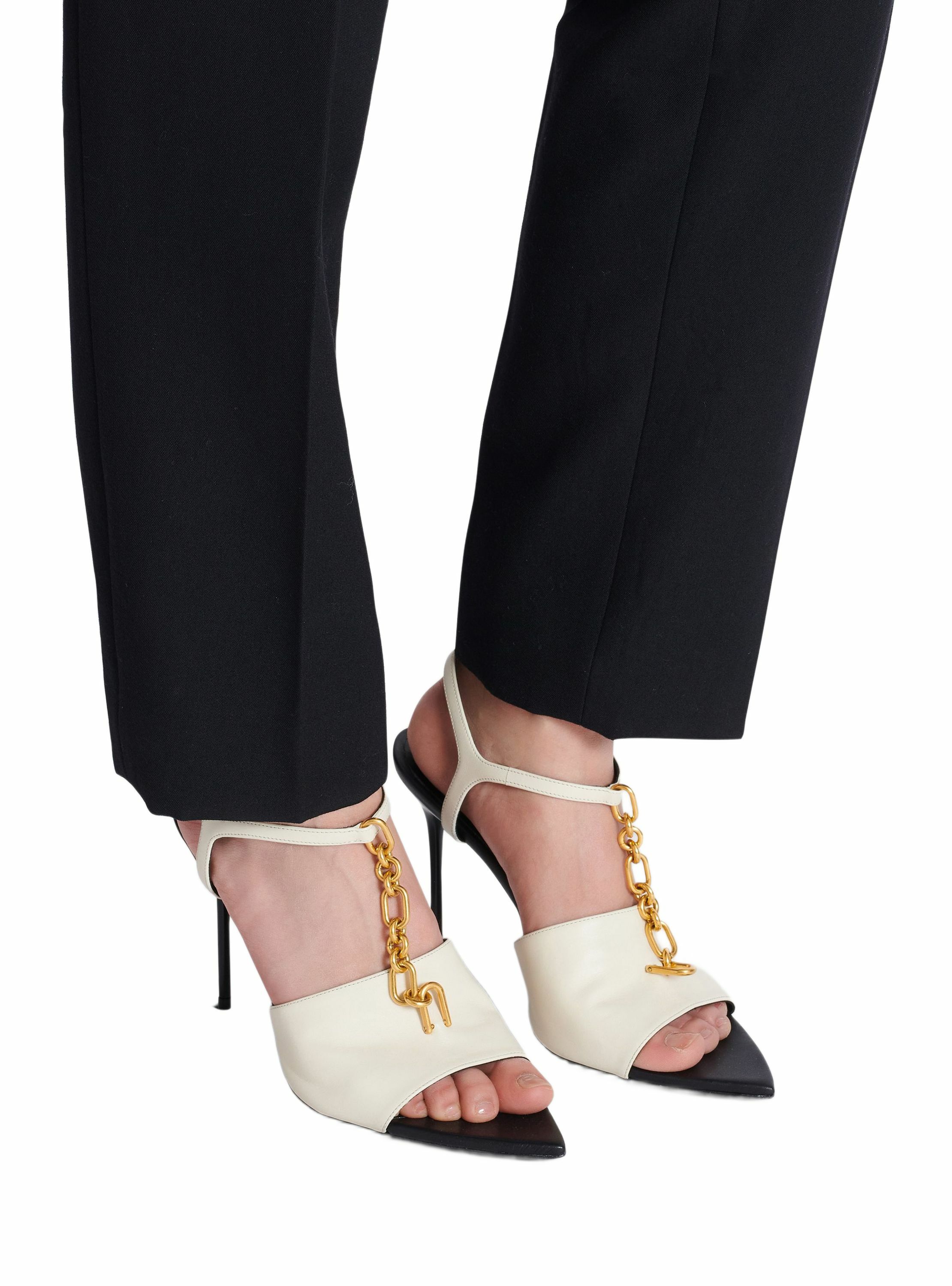 Sandales à talons sync en cuir BALMAIN Beige