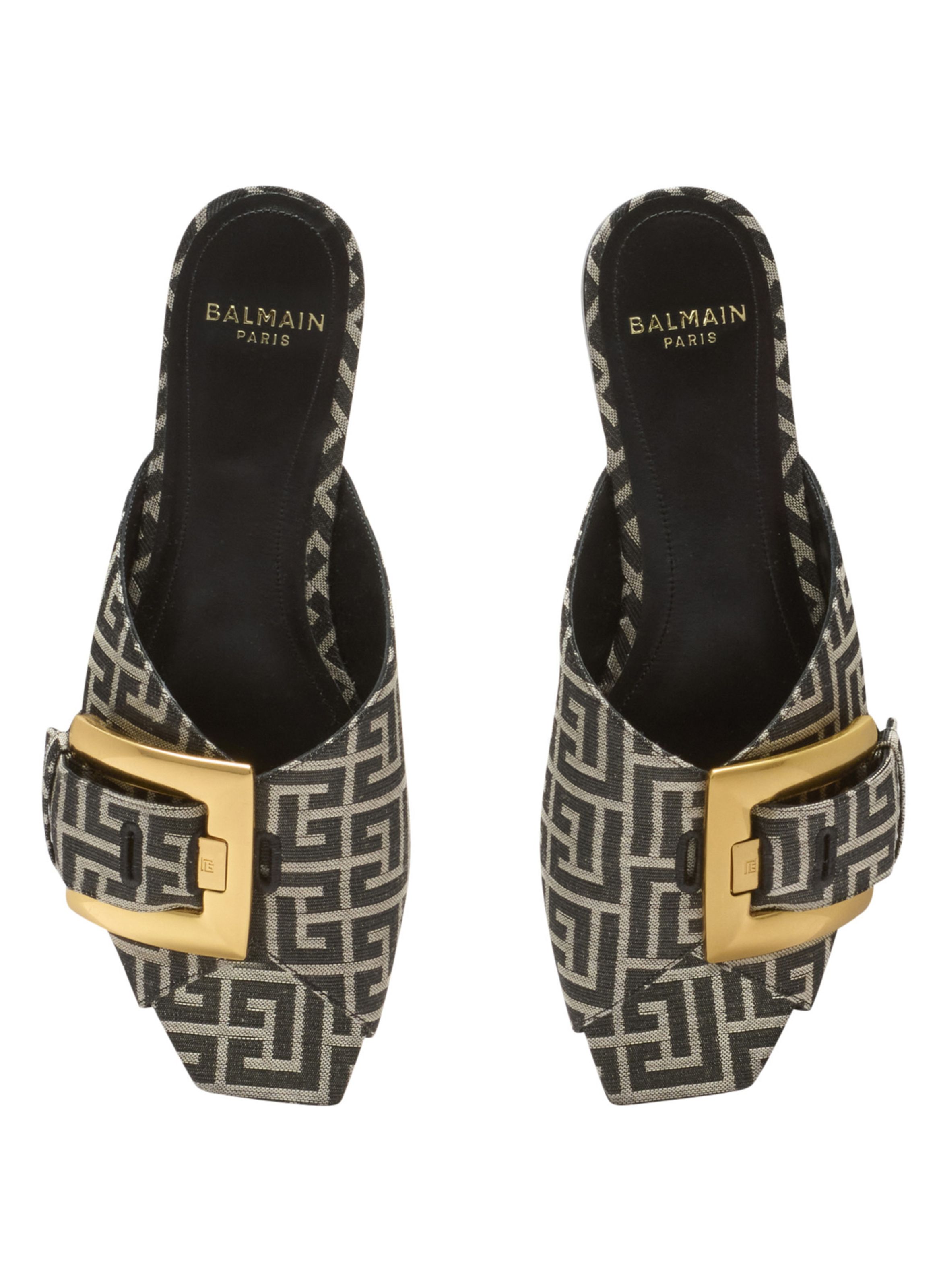 Sandales plates anthem en jacquard monogramme BALMAIN Noir