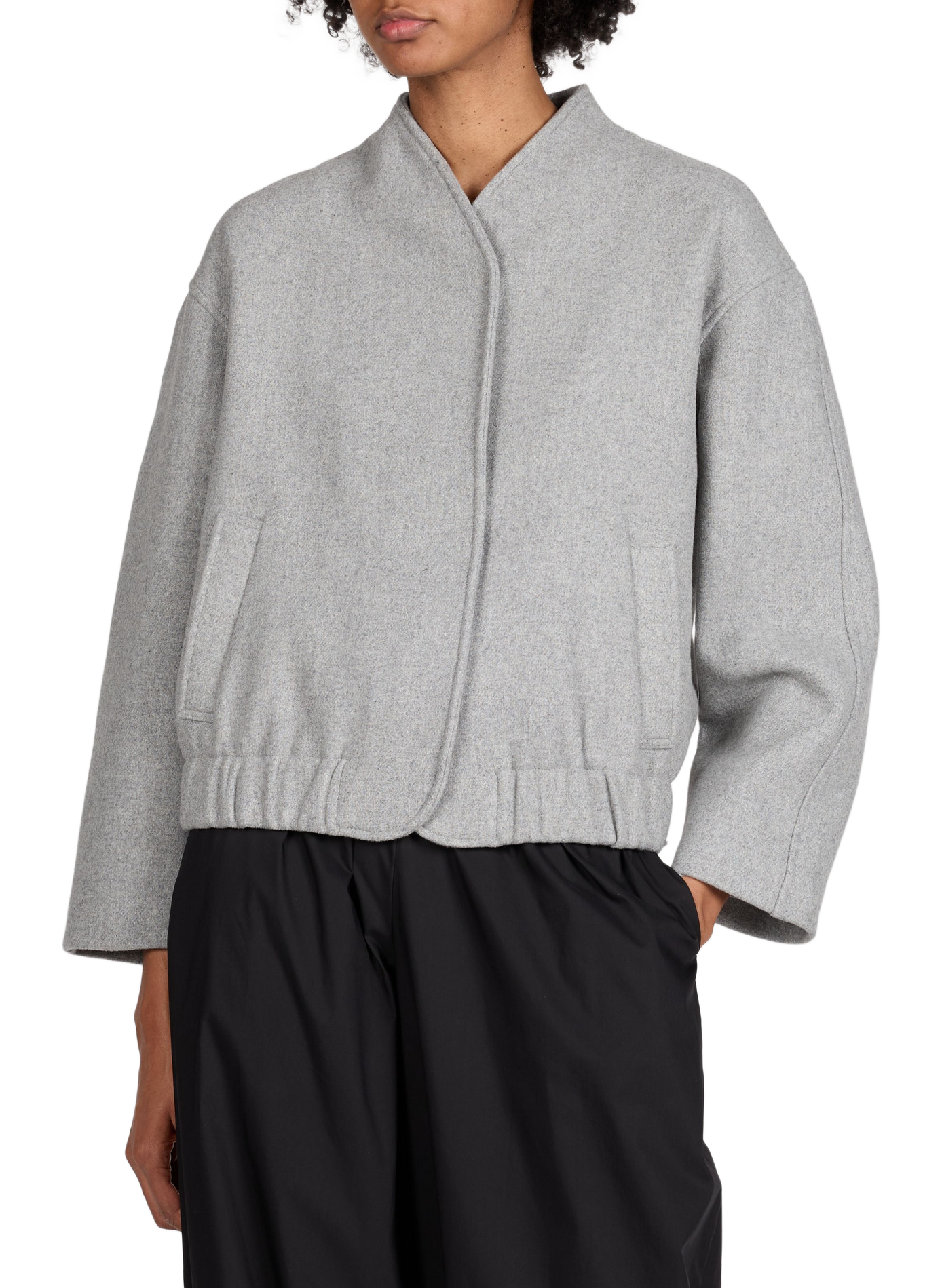 Cropped wool blend jacket OBJECT Grey