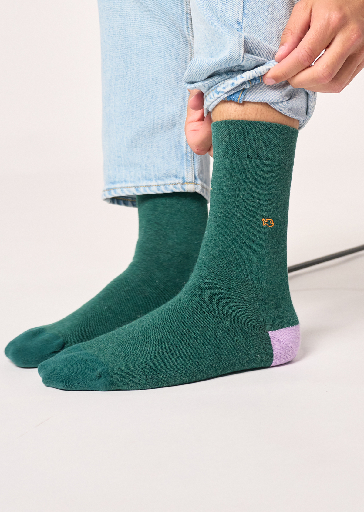 Chaussettes en coton peigné unies BILLYBELT Vert