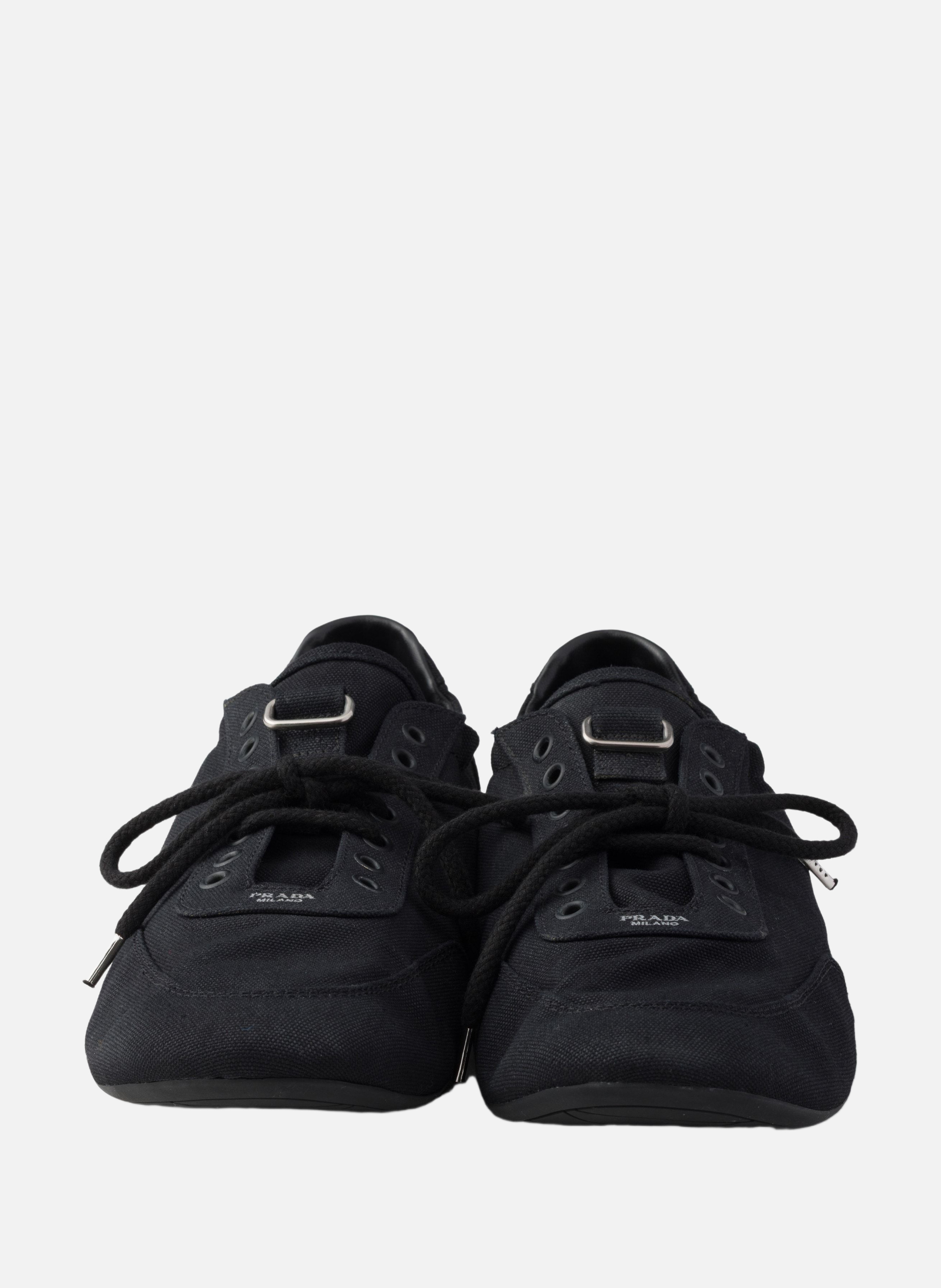 Baskets en toile collapse PRADA Noir