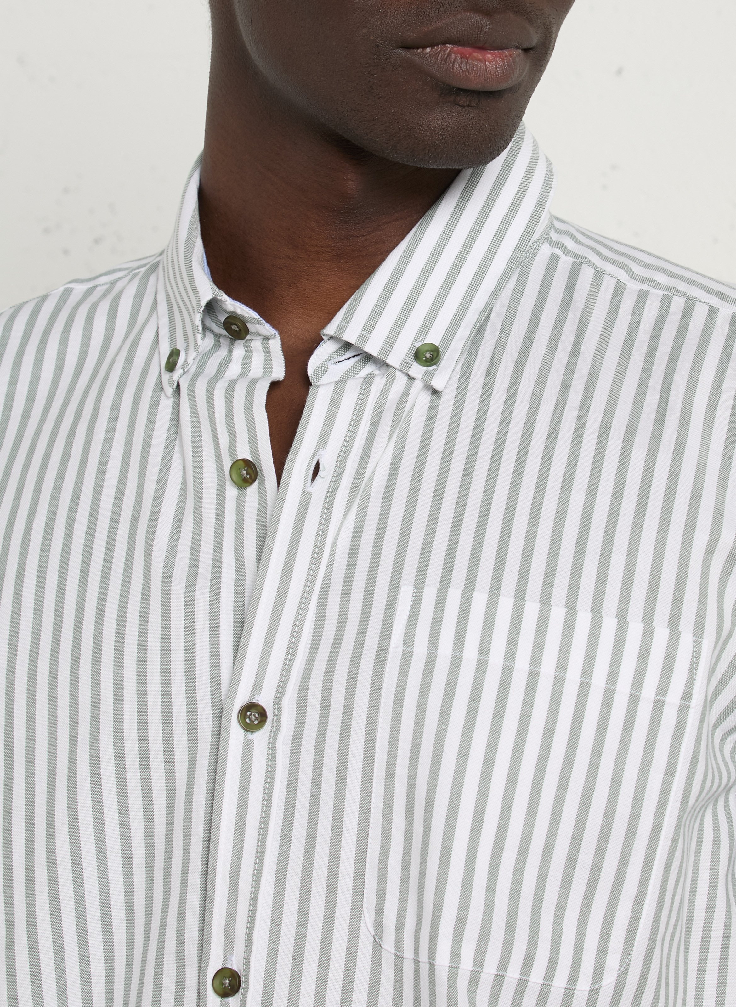 Chemise droite col classique en coton rayé ARMOR-LUX Vert