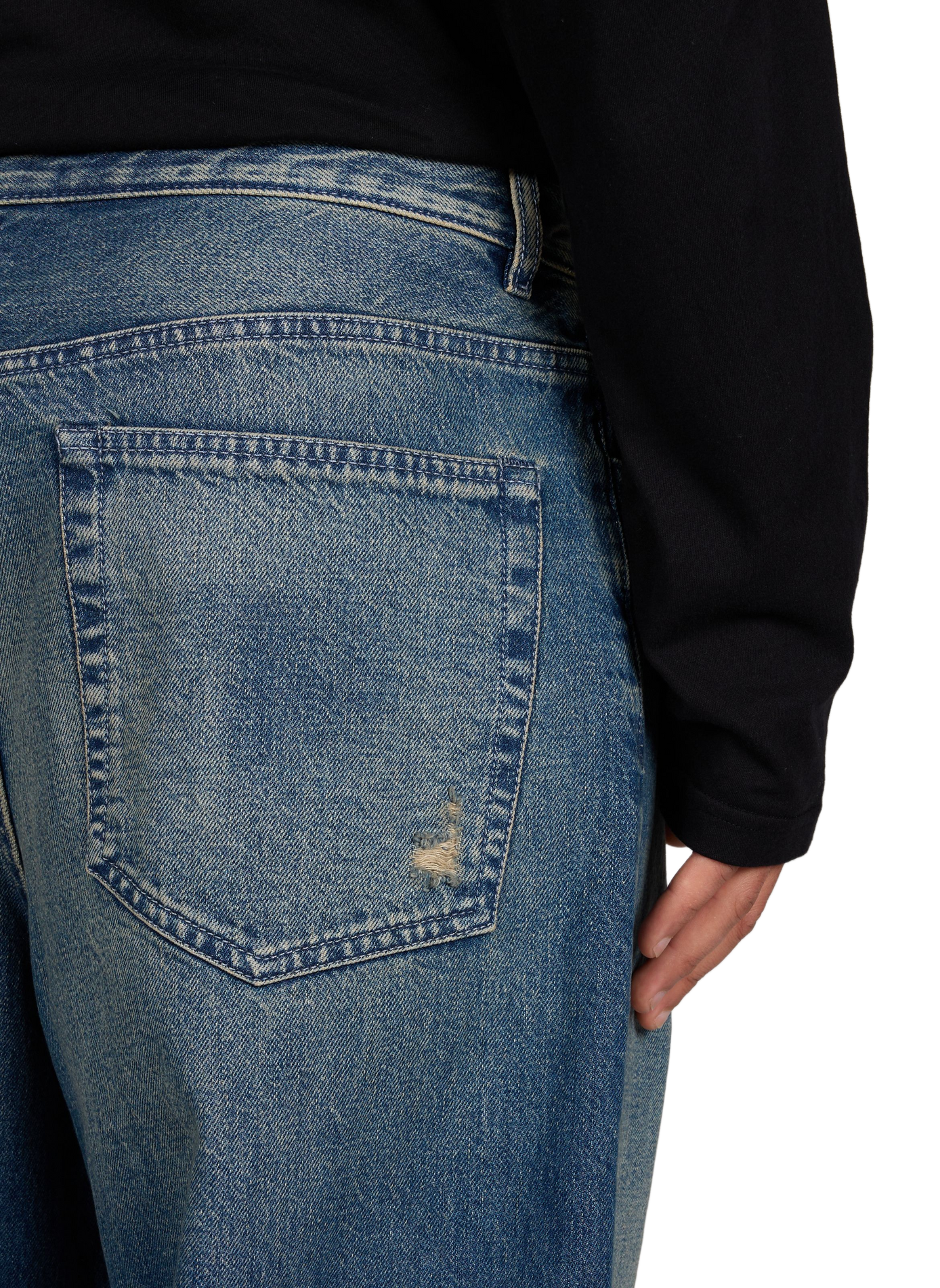 Wide-leg modest jeans in washed cotton denim ANN DEMEULEMEESTER Blue