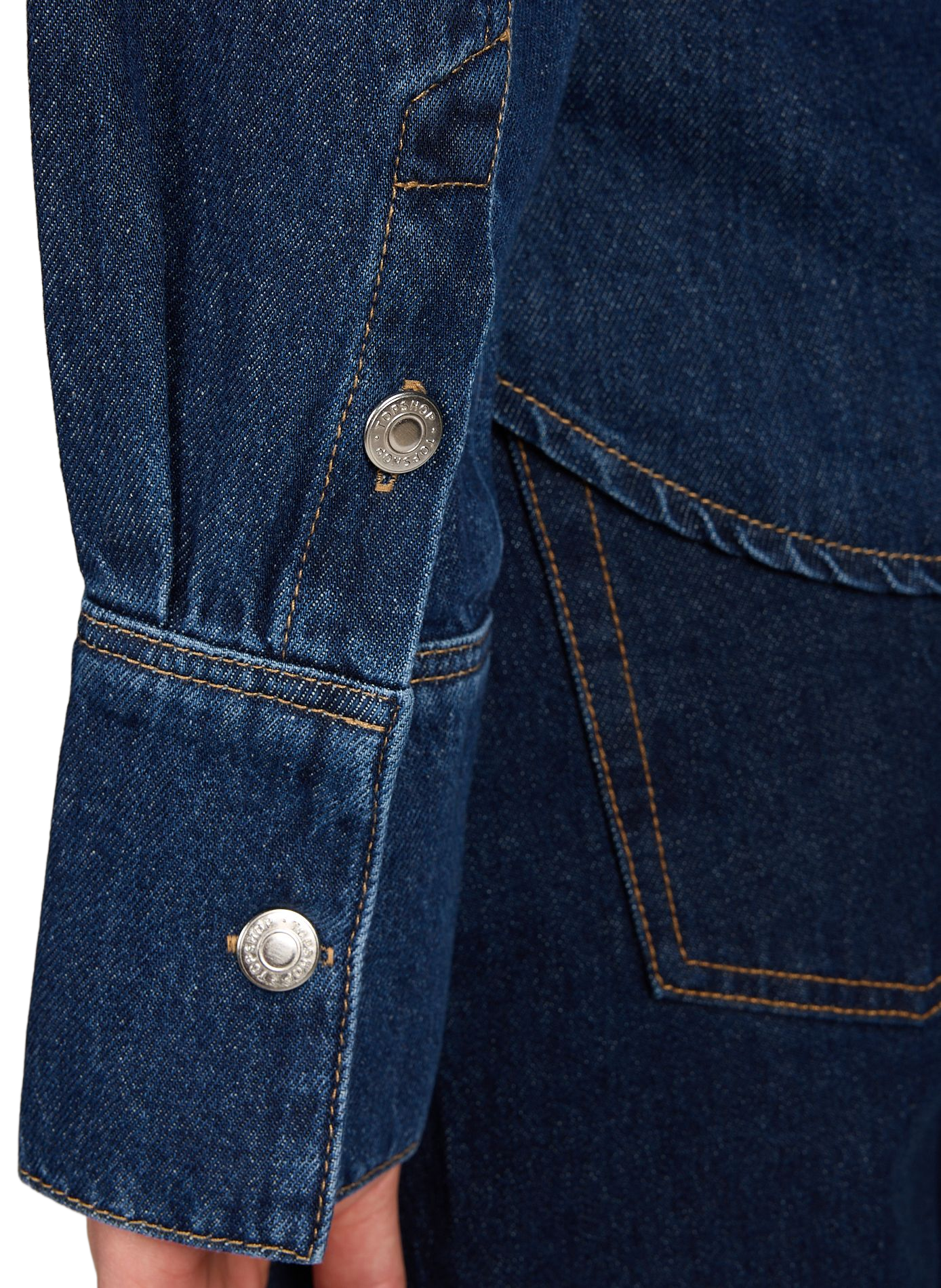 Chemise en jean en coton TOPSHOP Bleu