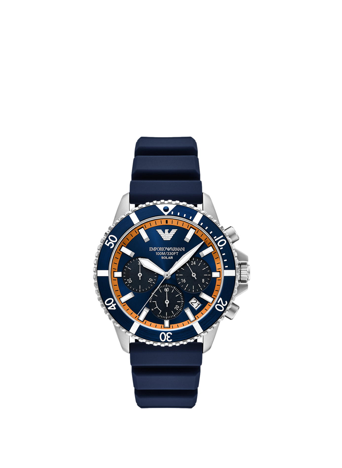 Montre quartz World Explorer en silicone ARMANI MONTRES Bleu