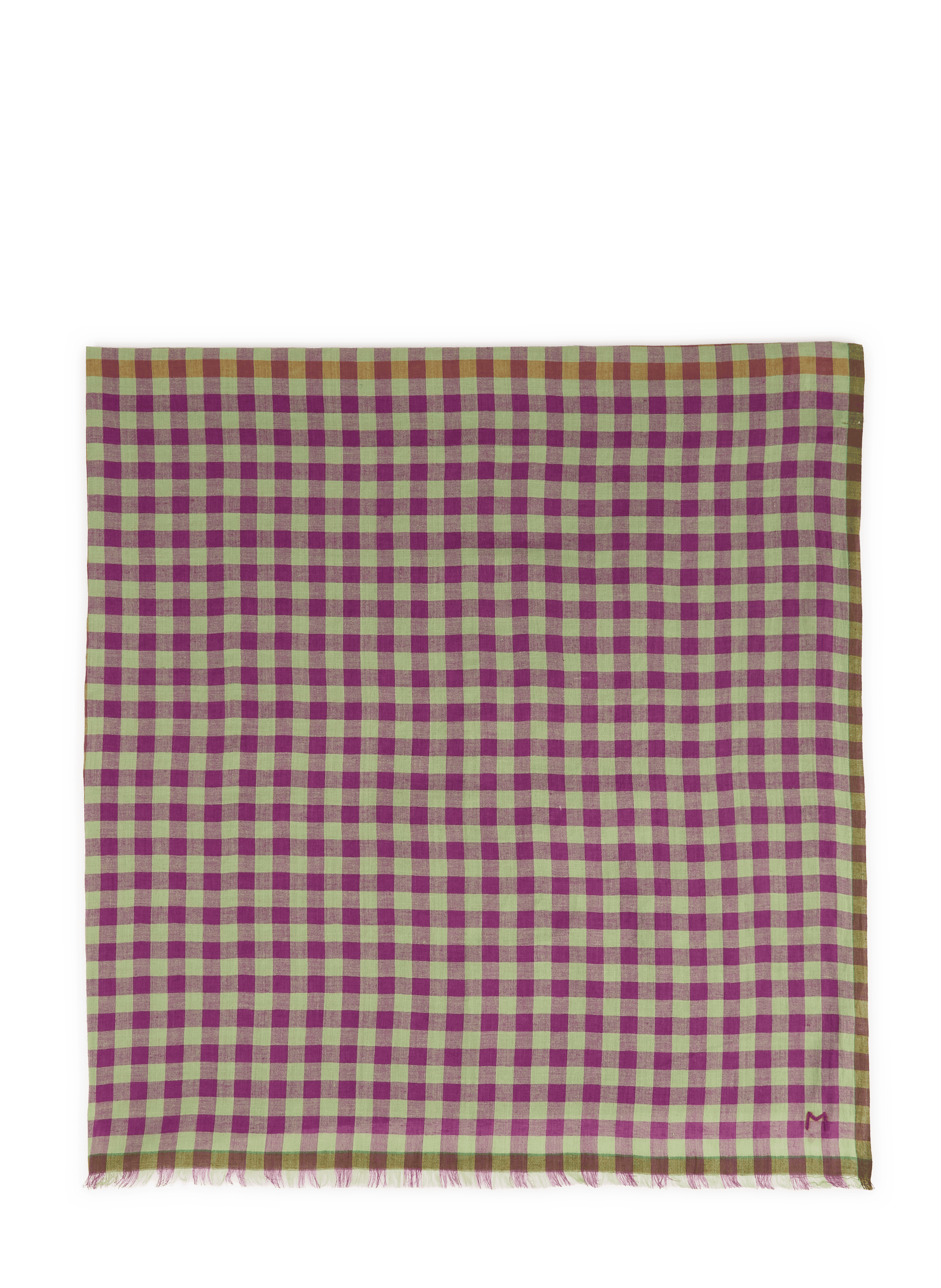 Foulard Poem à carreaux en coton MOISMONT Vert